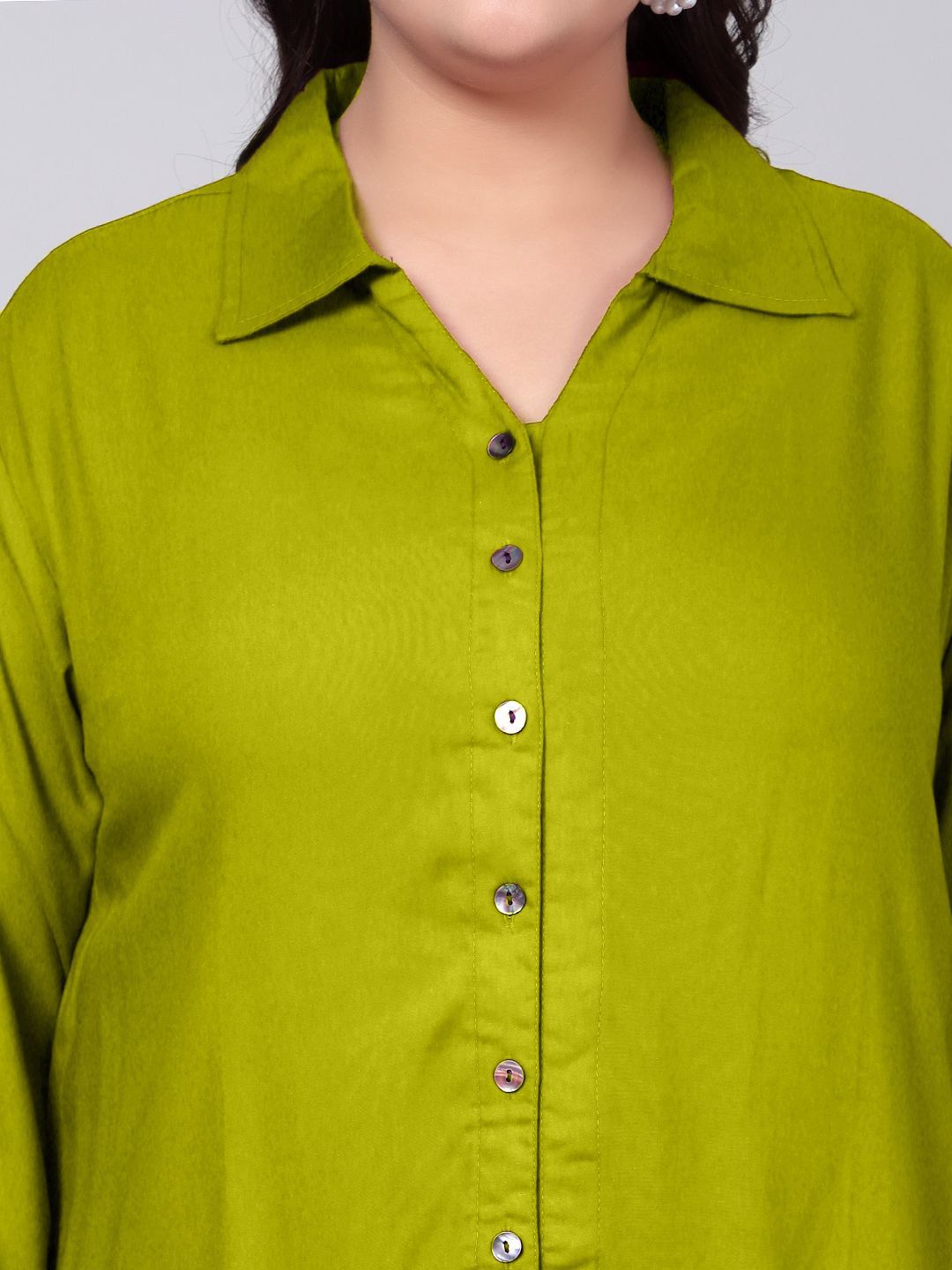 Light Green Longline Plus Size Shirt — view 2