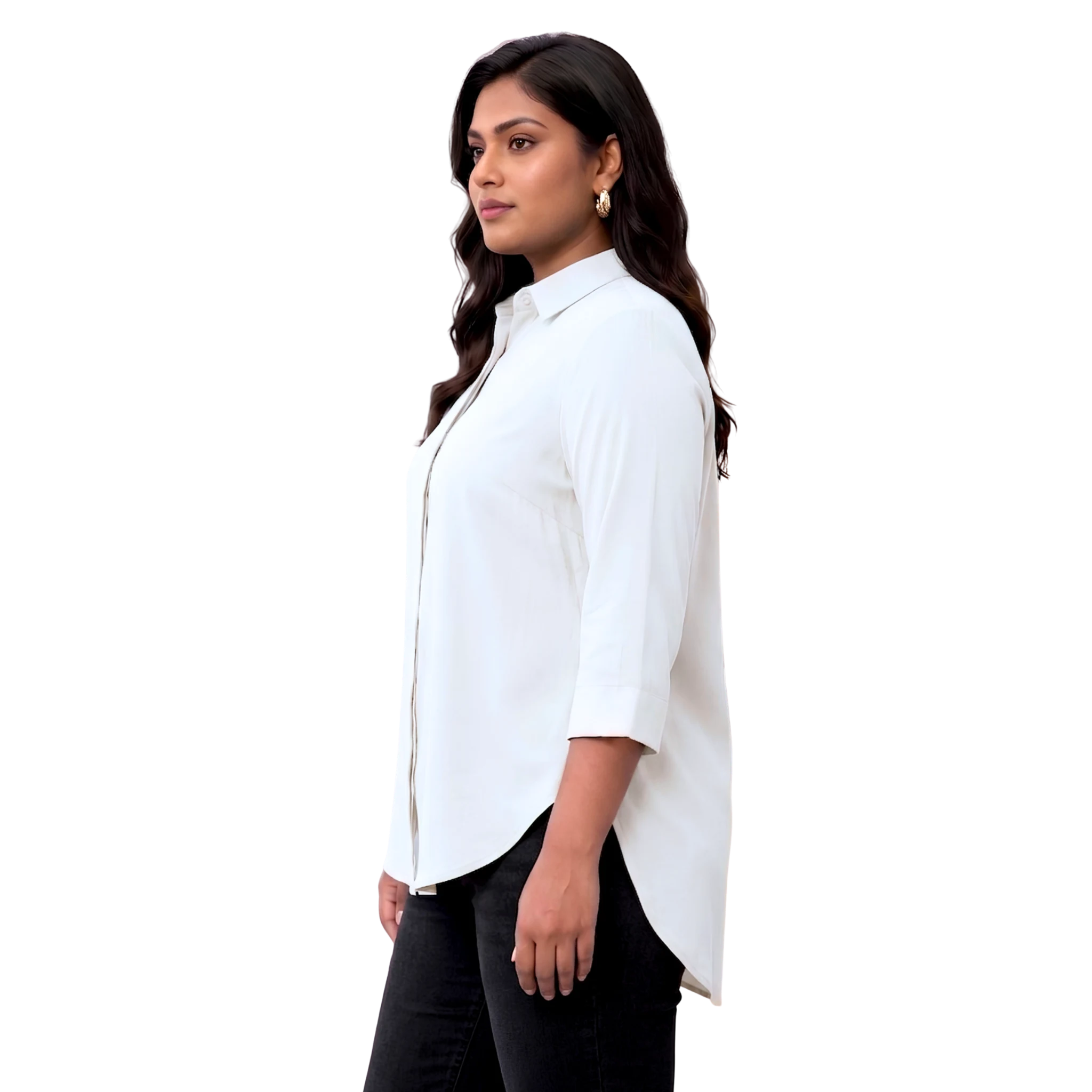 OffWhite Rayon Concealed Plus Size Tunic
