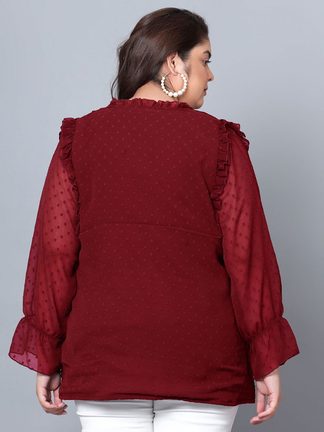 Red Georgette Plus Size Tunic — view 5