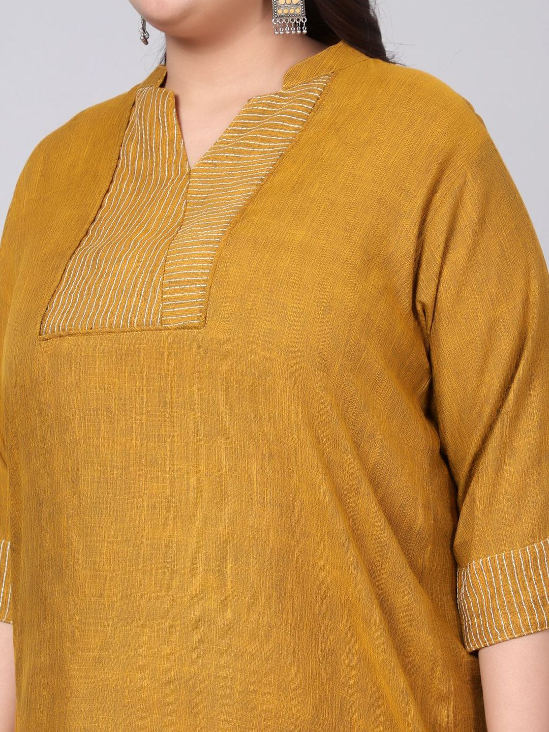 Mustard Embroidered Plus Size Tunic — view 2