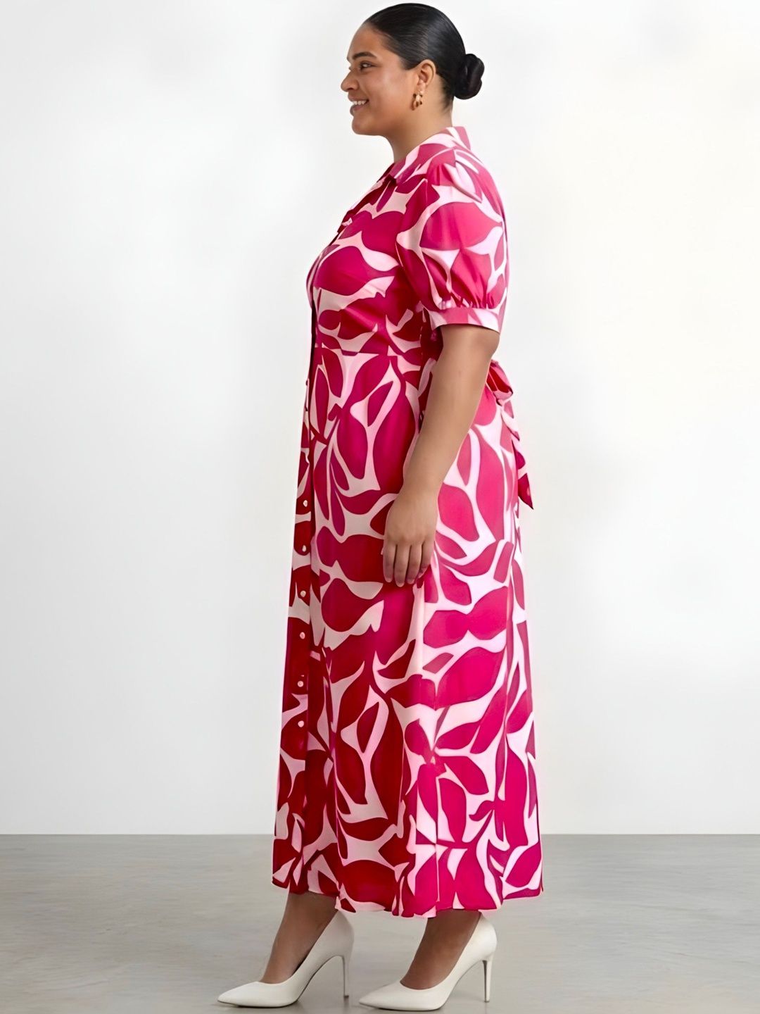 Pink and White Floral Maxi Dress — view 6