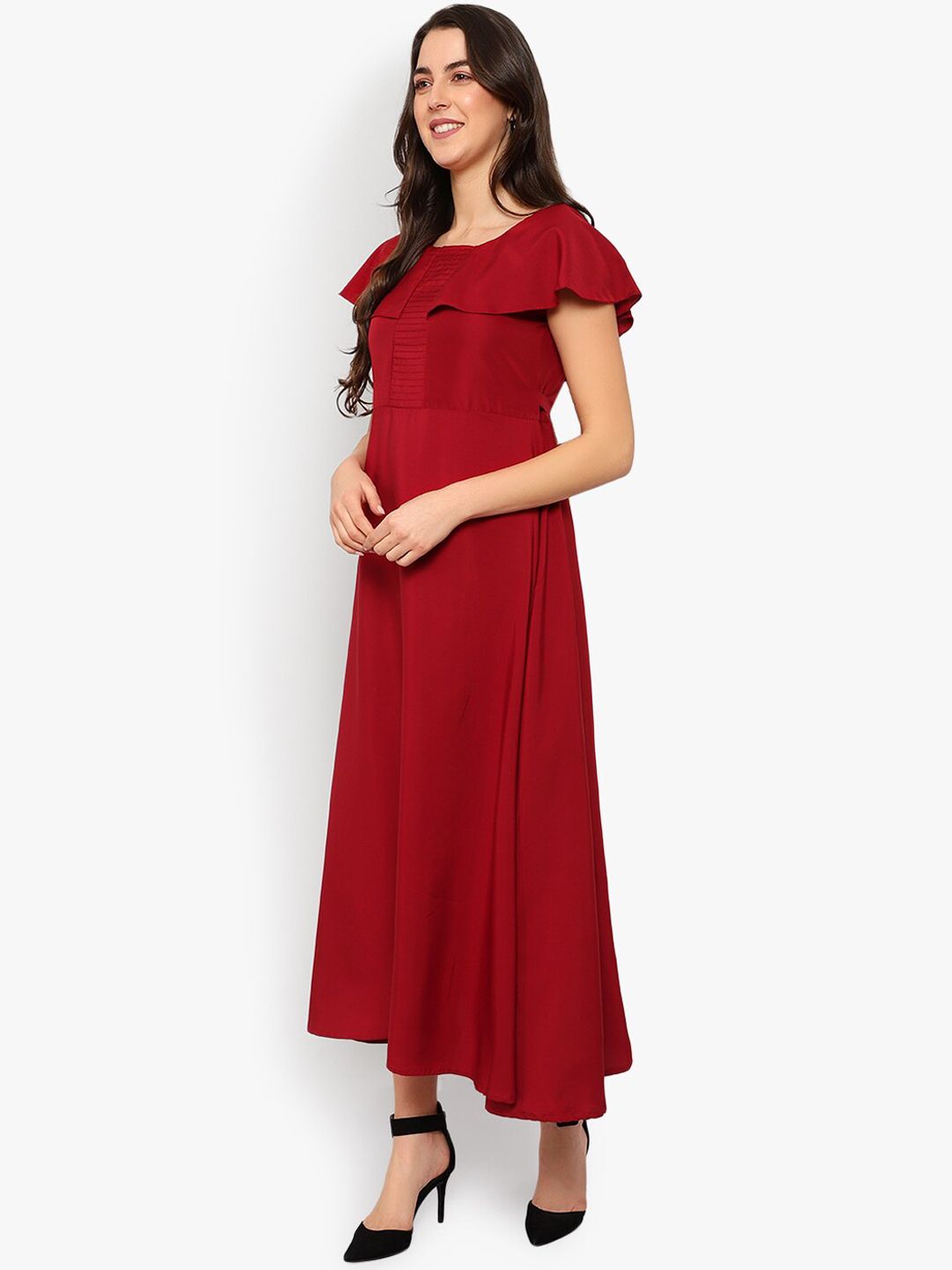 Maroon Solid Maxi Dress — view 9