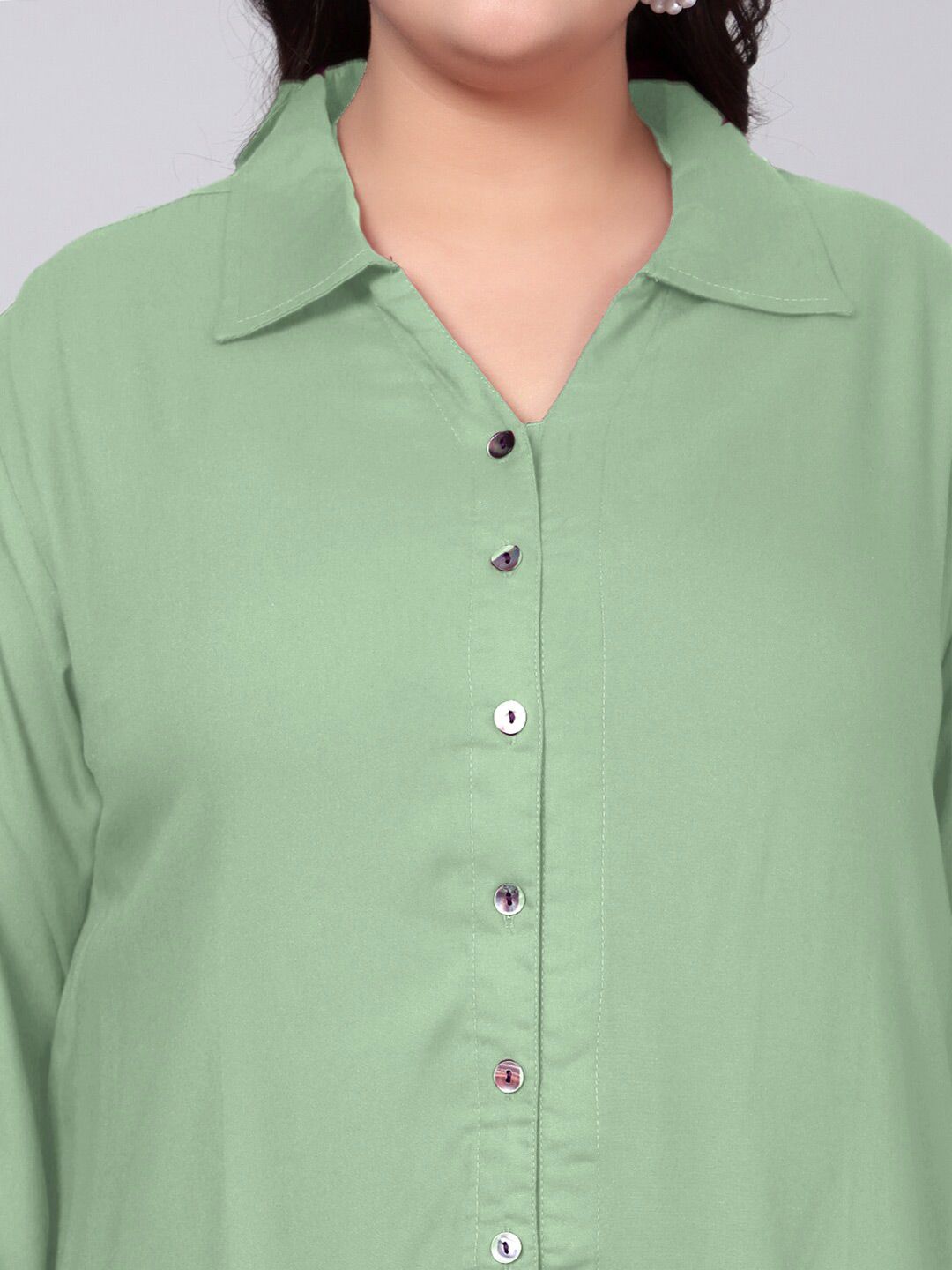 Mint Green Longline Plus Size Shirt — view 2