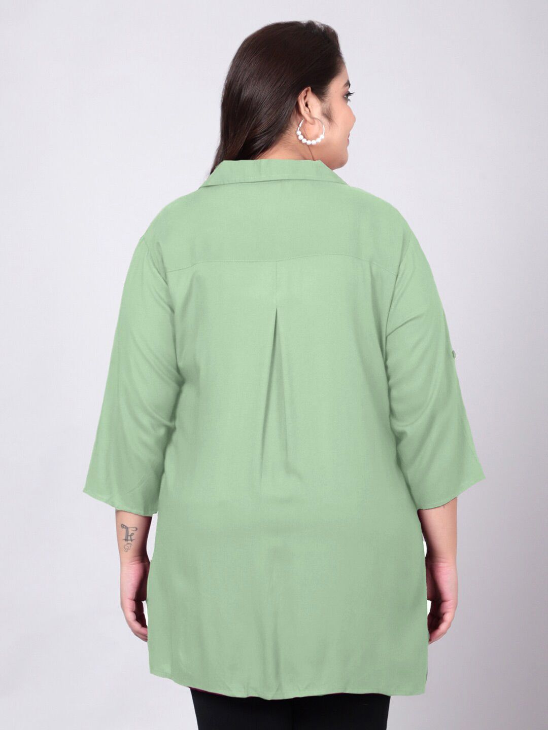 Mint Green Longline Plus Size Shirt — view 5