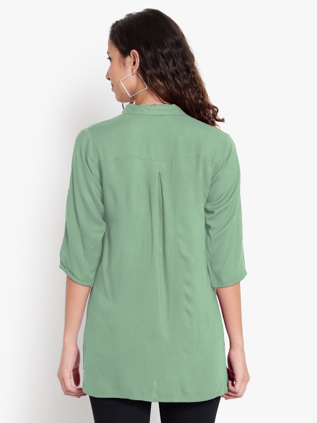 Mint Green Longline Plus Size Shirt — view 11