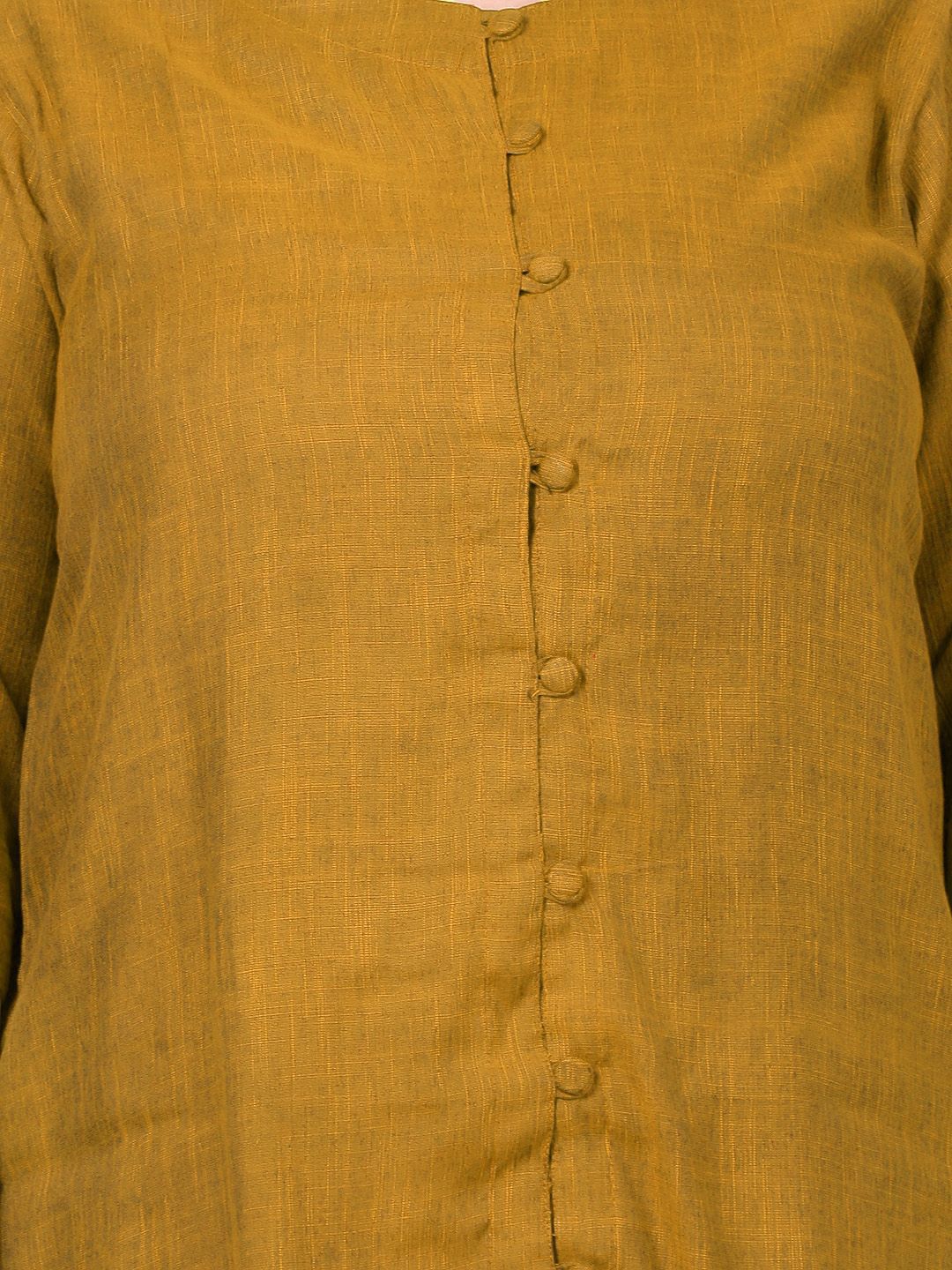 Mustard Cotton Linen Plus Size Tunic — view 2