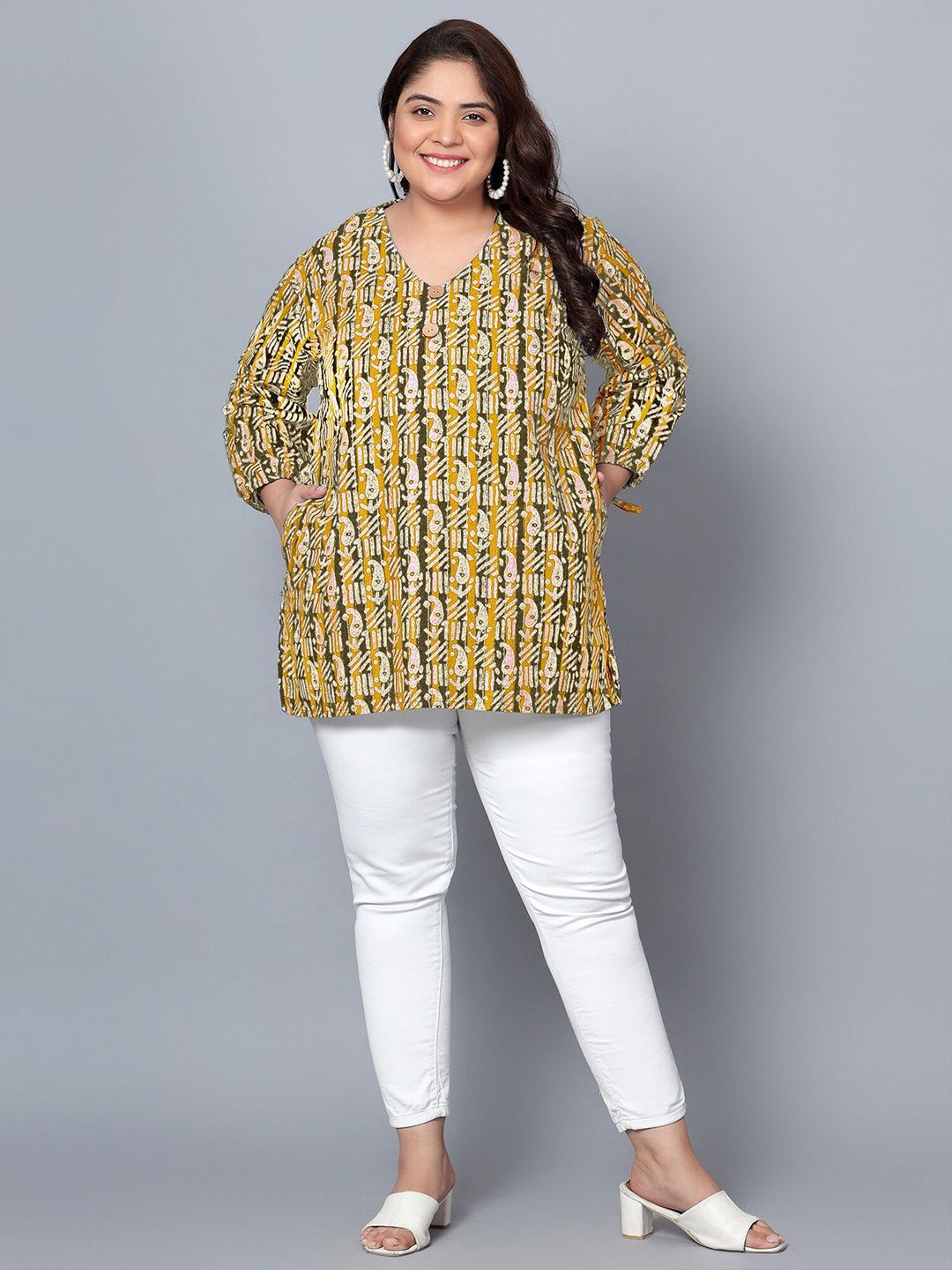 Mustard Paisley Plus Size Tunic — view 6