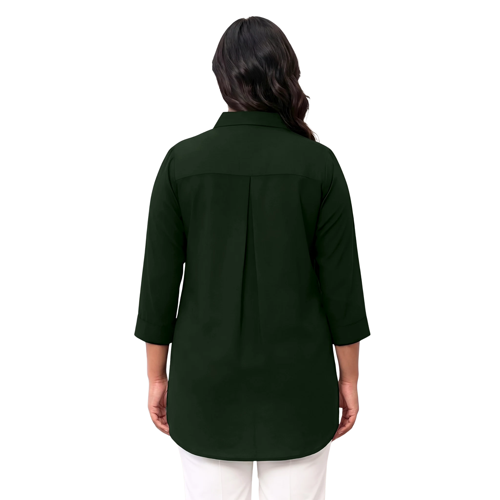 Green Rayon Concealed Plus Size Tunic