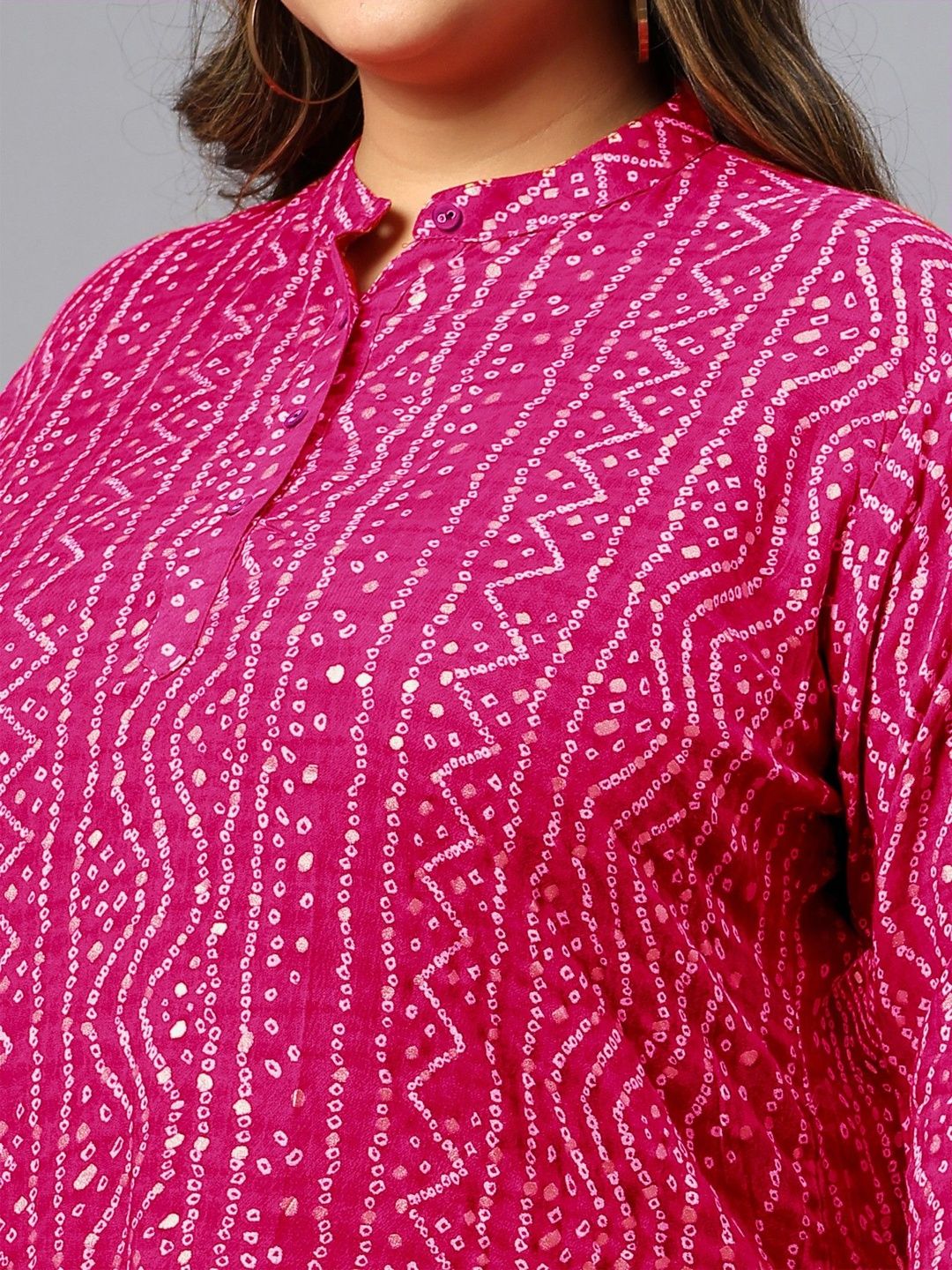 Pink Bandhani Print Tunic — view 2