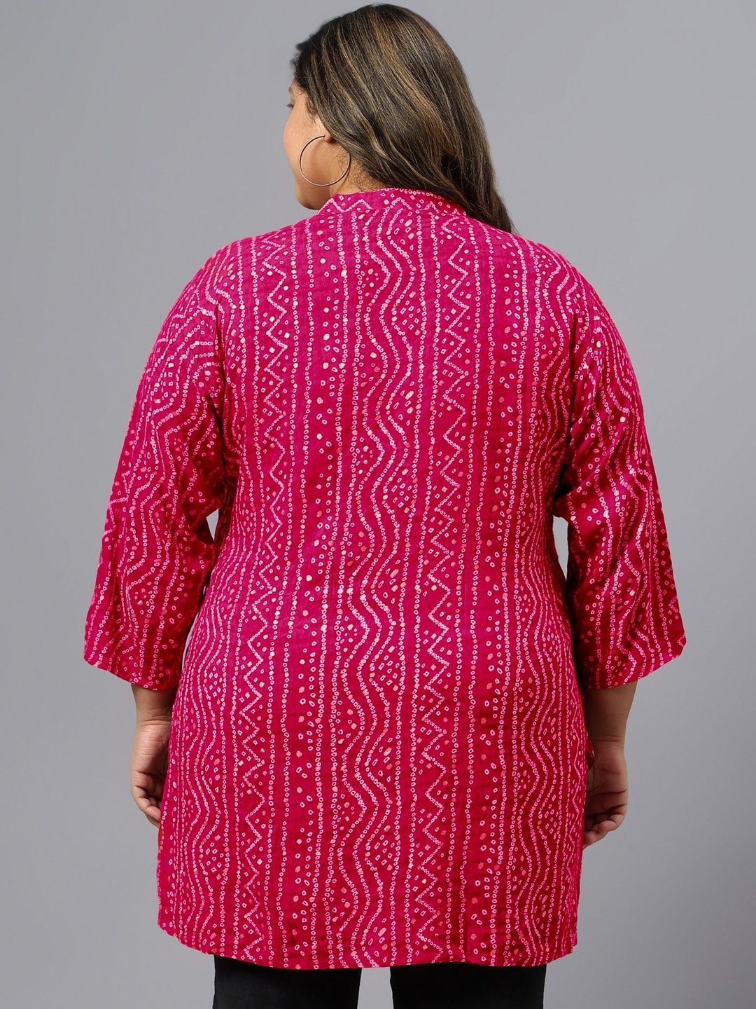 Pink Bandhani Print Tunic — view 5