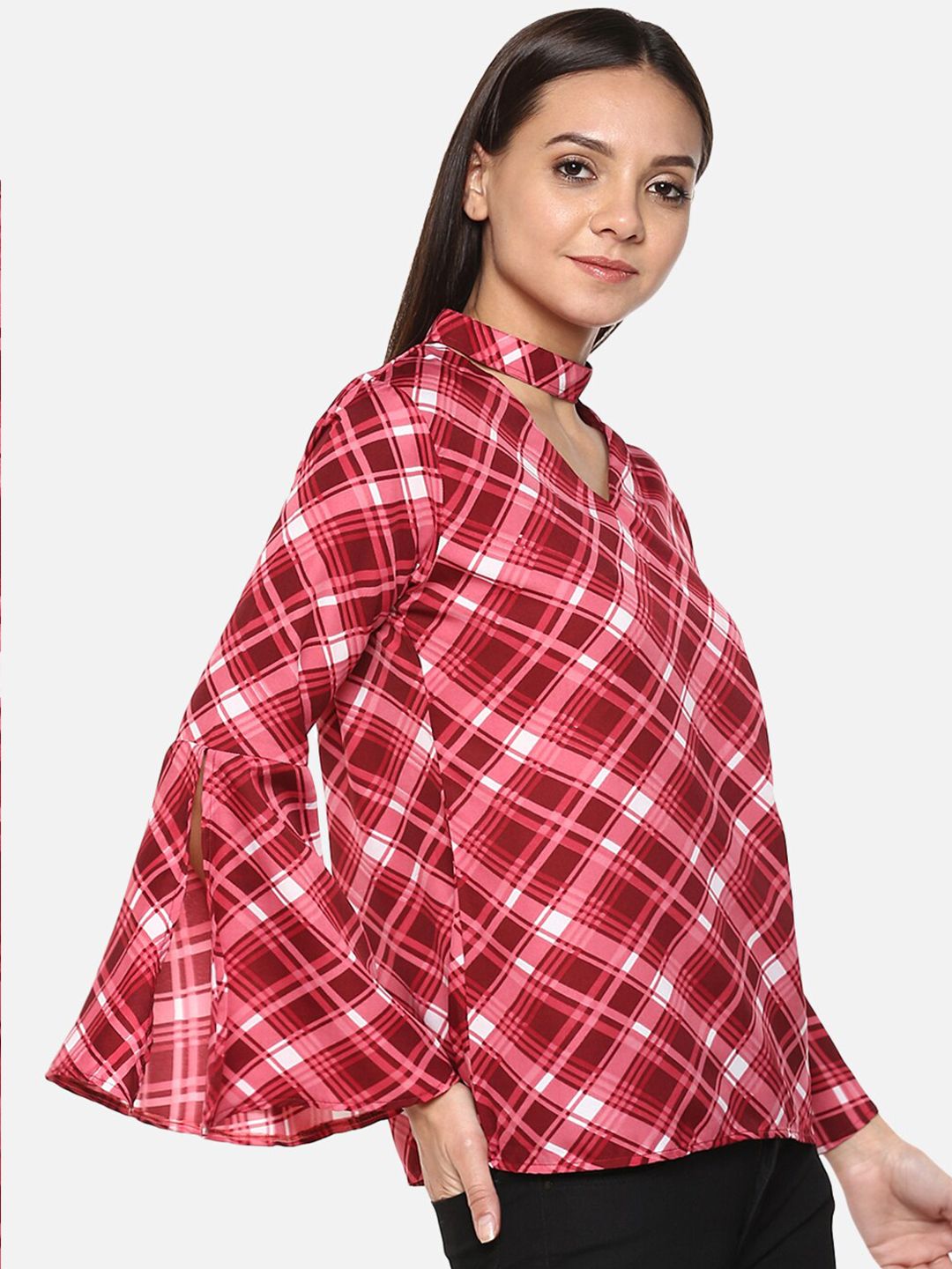 Pink Checkered Choker Top — view 6