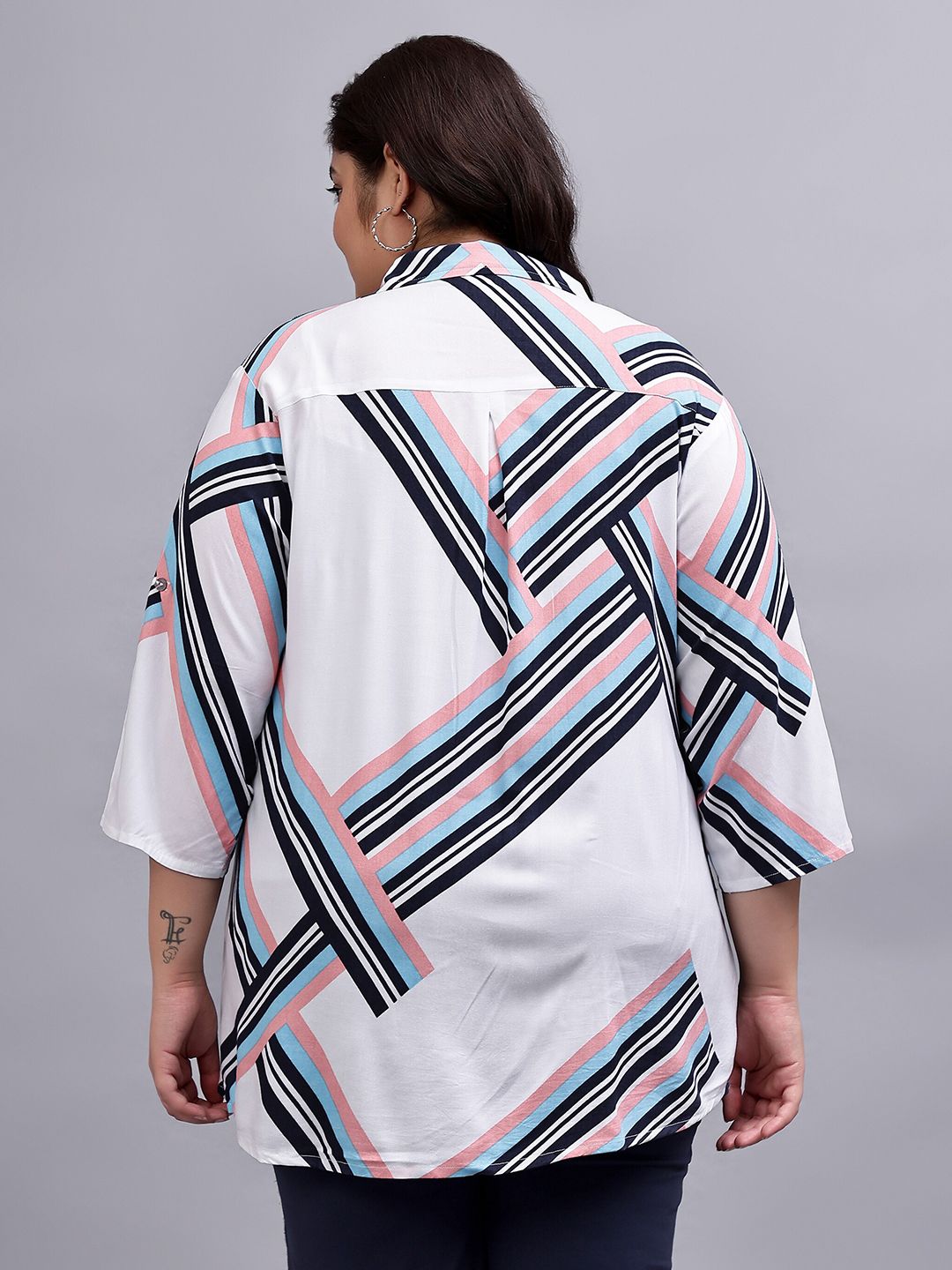 Pink Stripe Longline Shirt — view 6