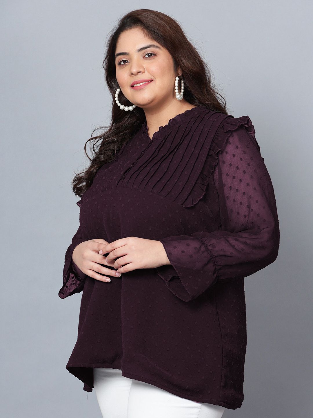 Purple Georgette Plus Size Tunic — view 4