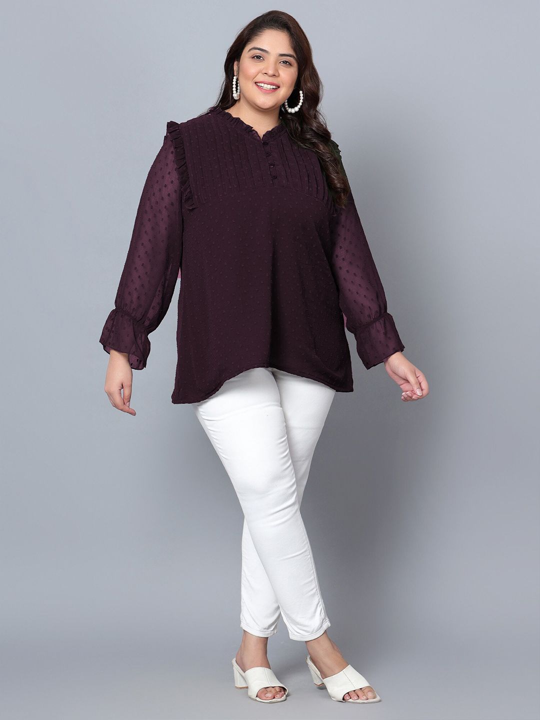 Purple Georgette Plus Size Tunic — view 6