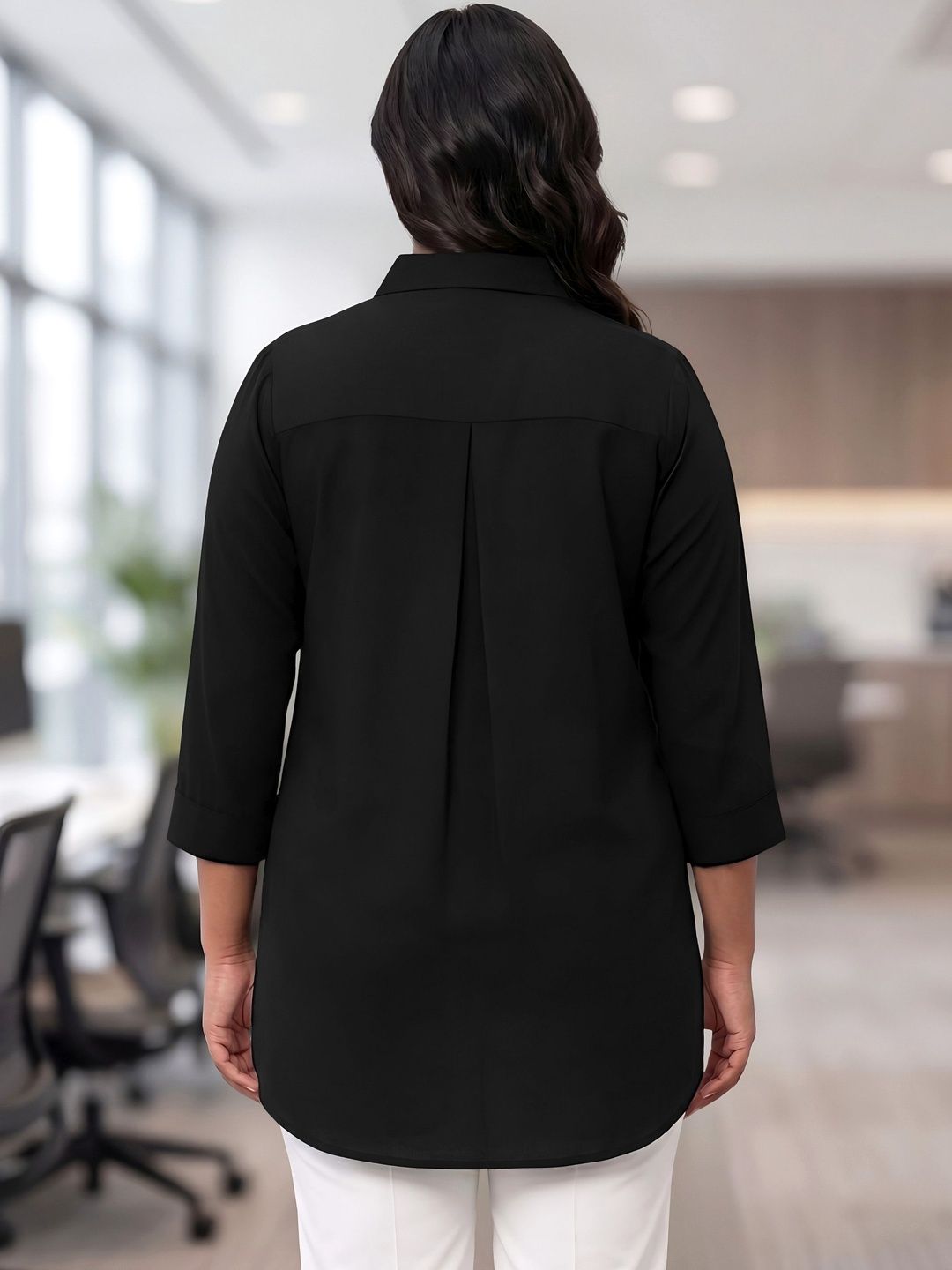 Black Rayon Concealed Plus Size Tunic — view 2