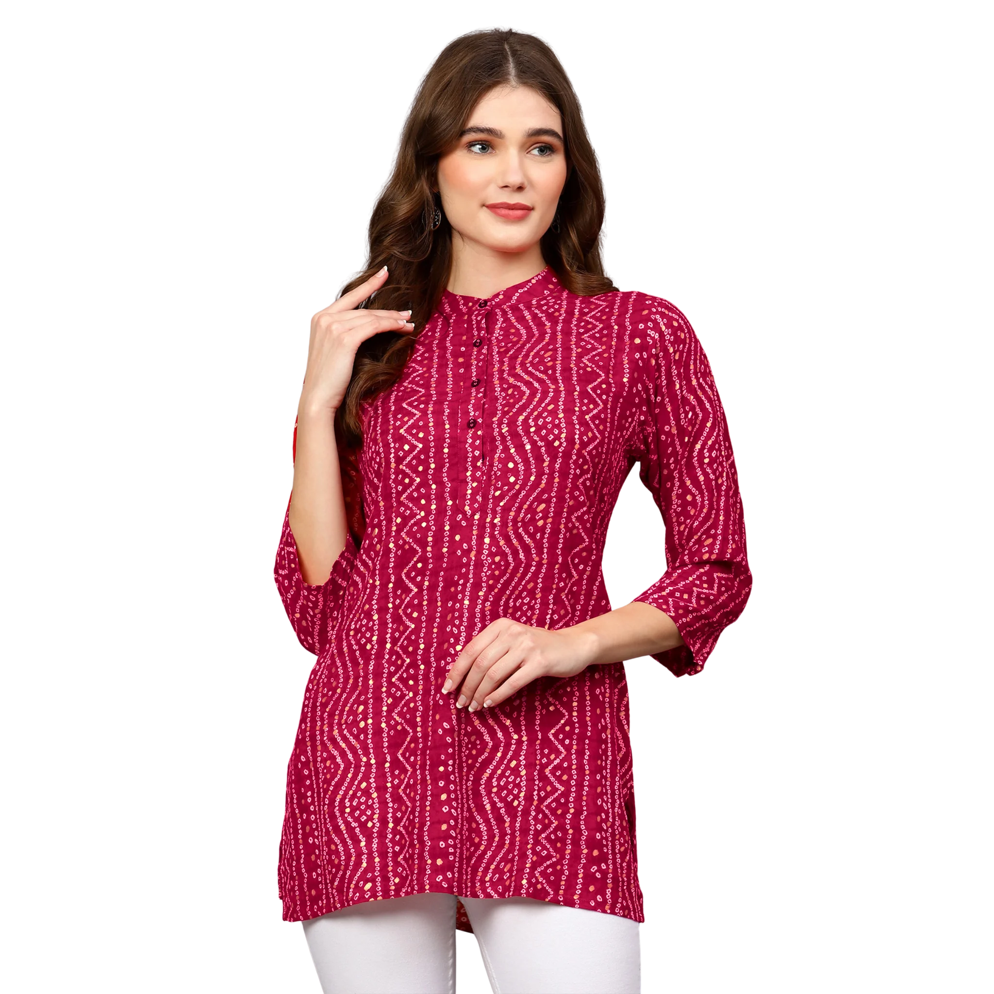 Pink Bandhani Print Tunic