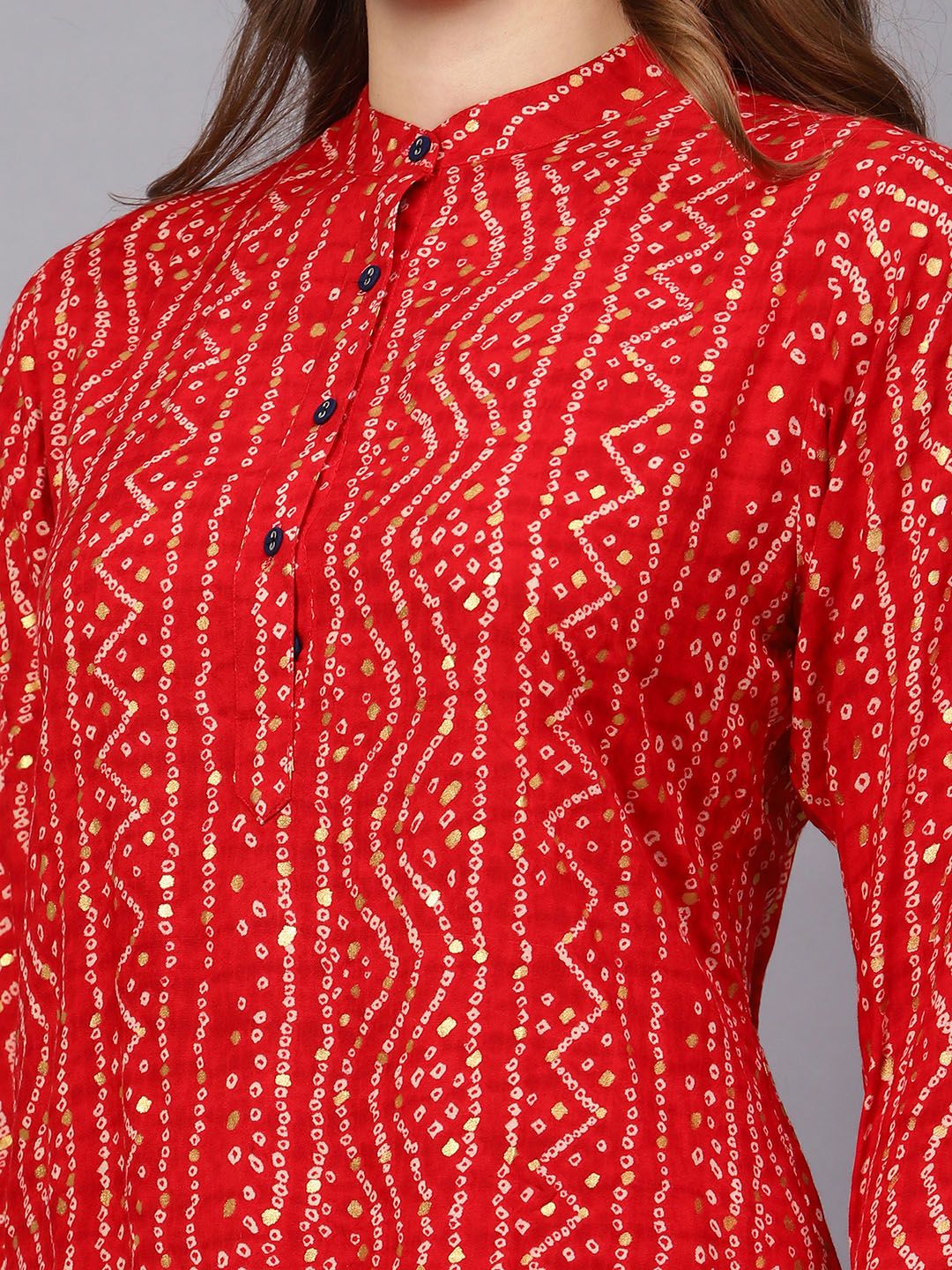 Red Bandhani Print Tunic — view 9