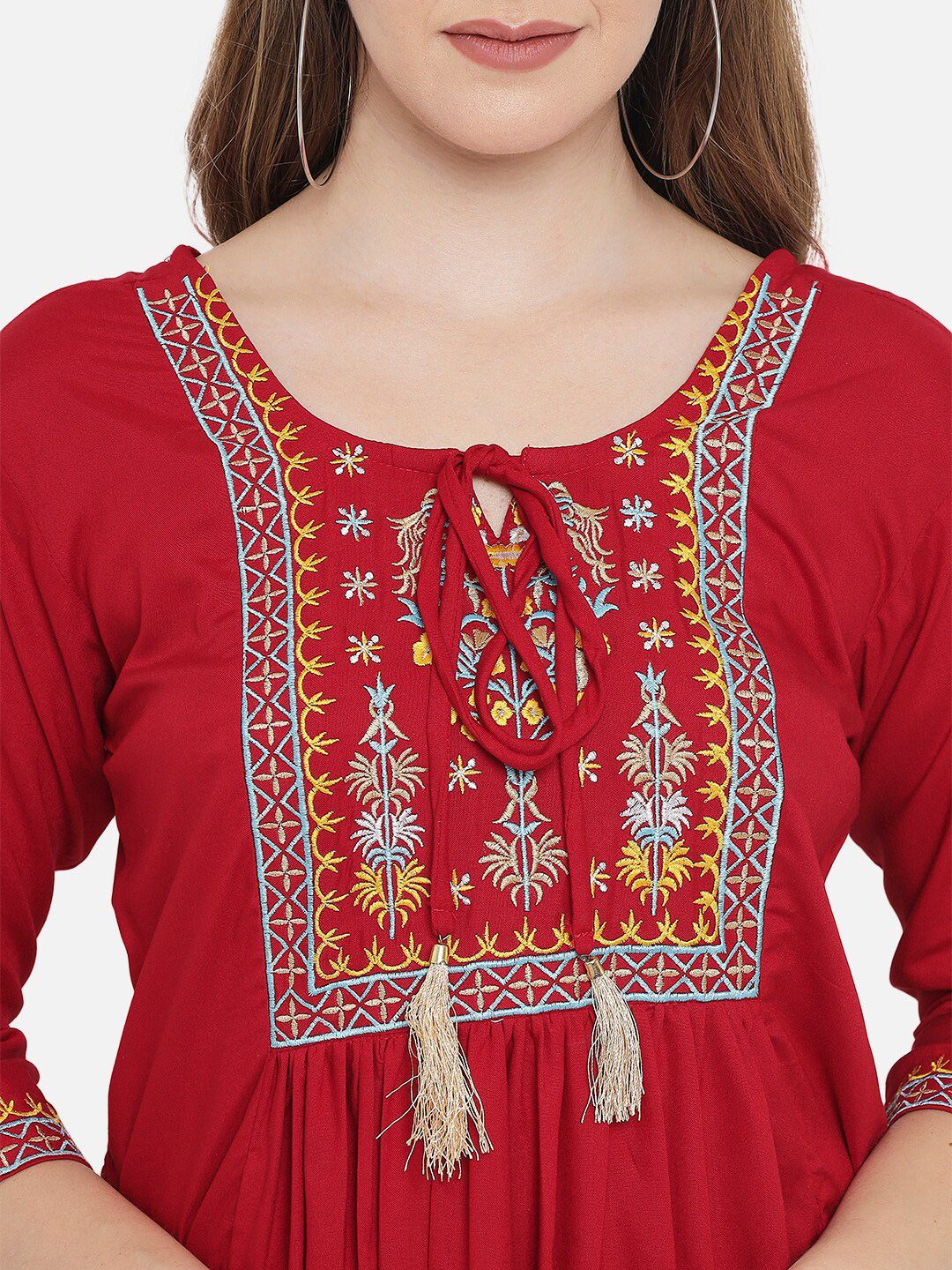 Red Embroidered Tunic — view 9