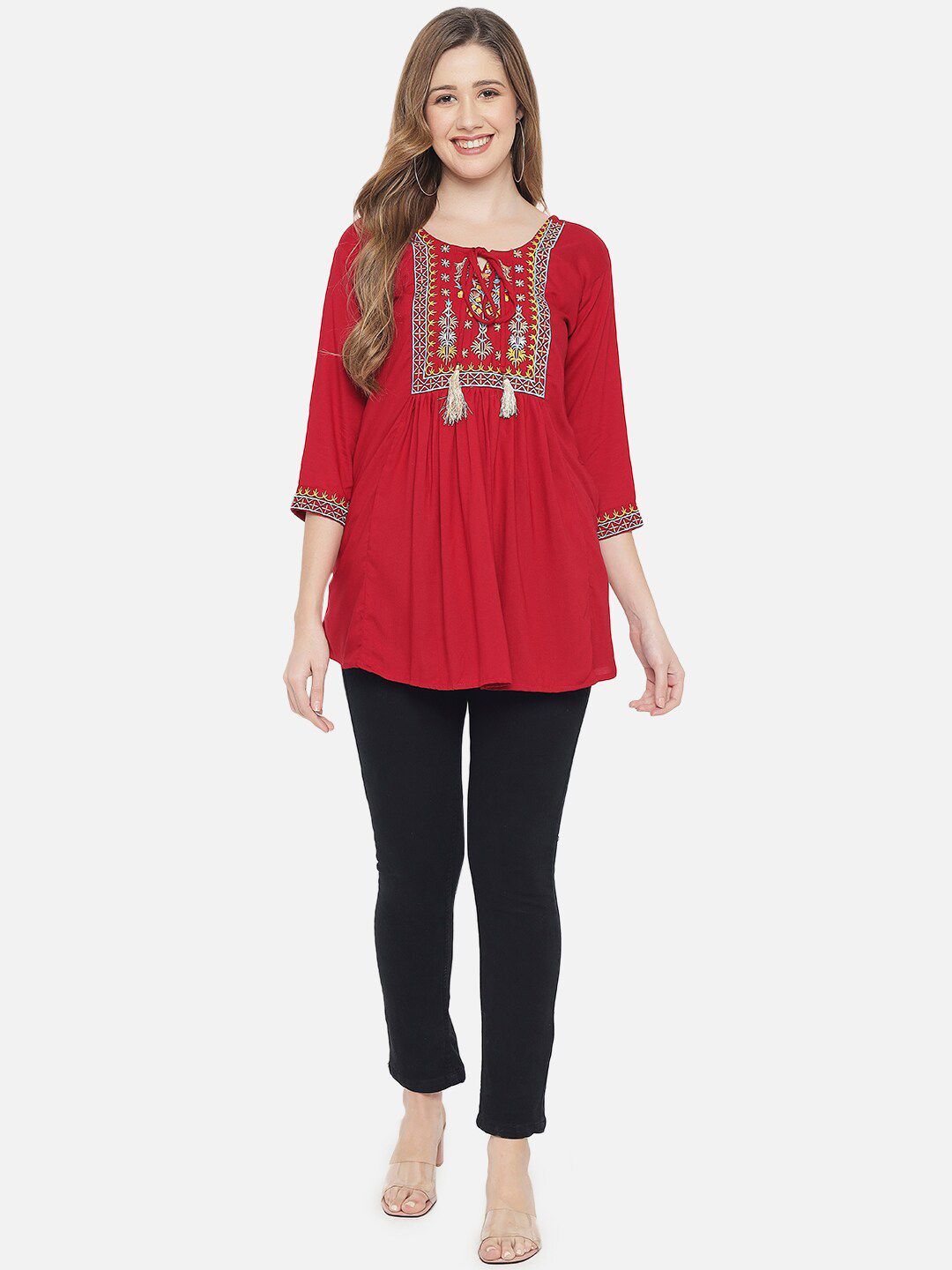 Red Embroidered Tunic — view 13