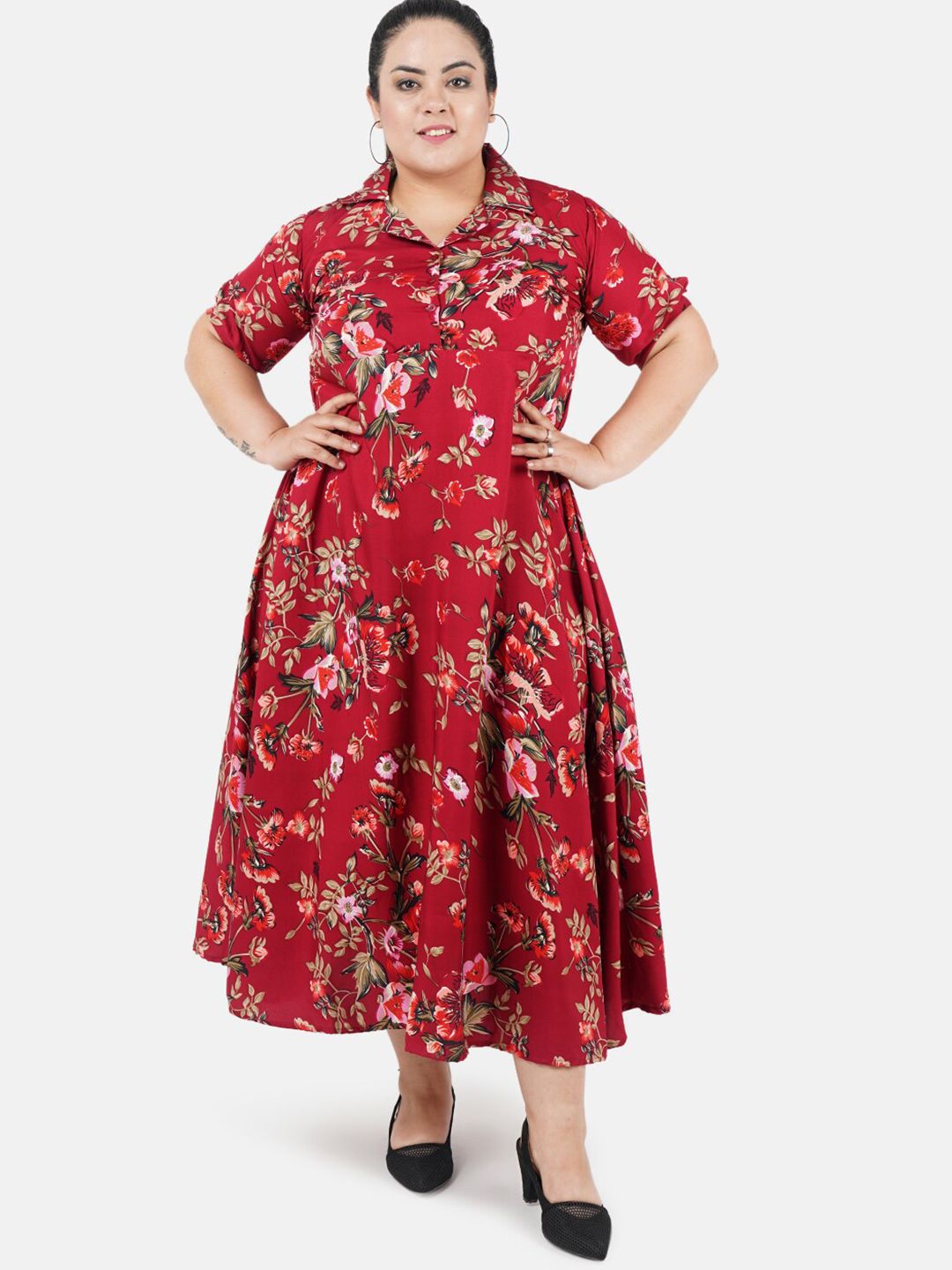 Red Floral Maxi Dress — view 1