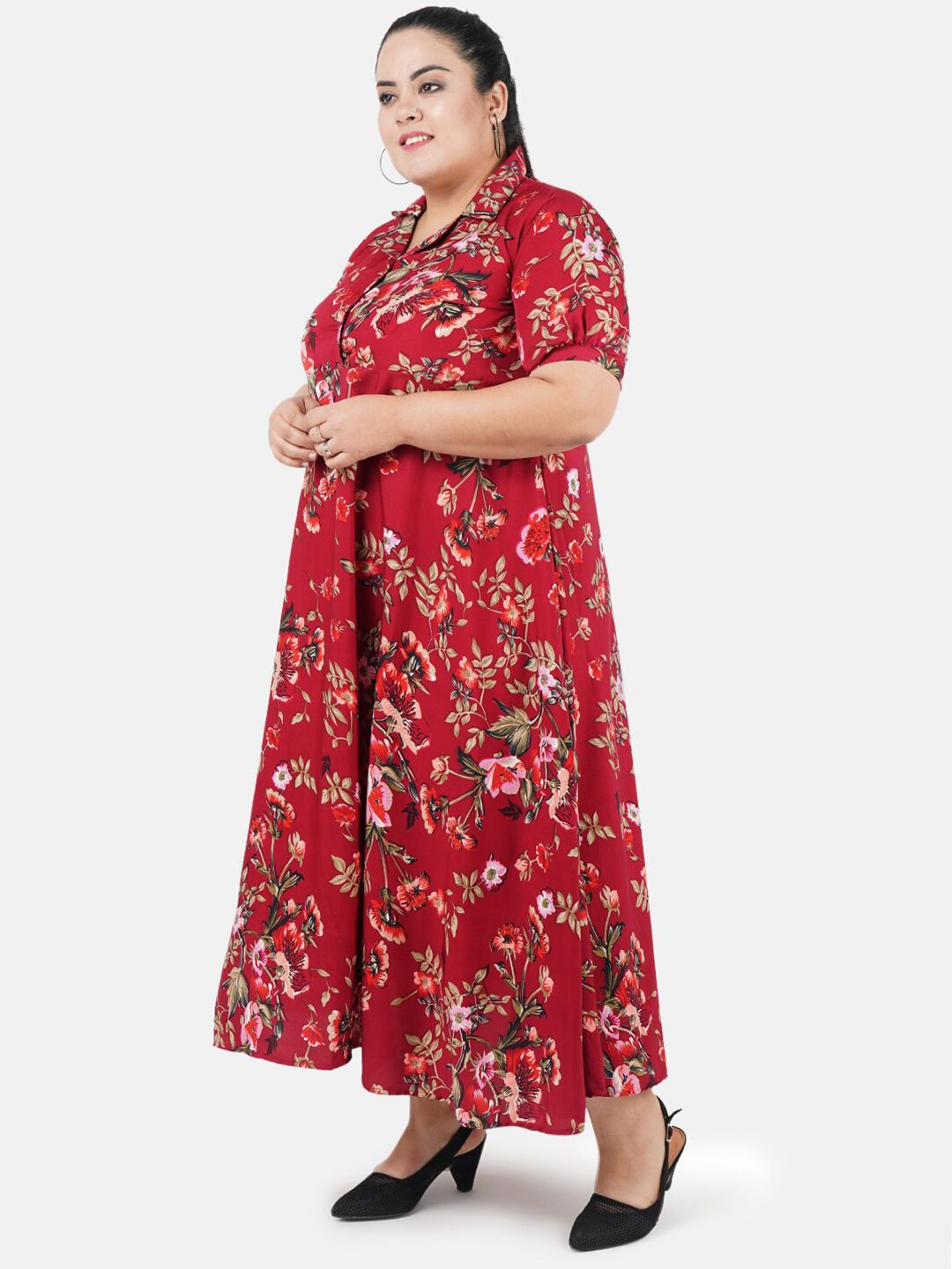 Red Floral Maxi Dress — view 4