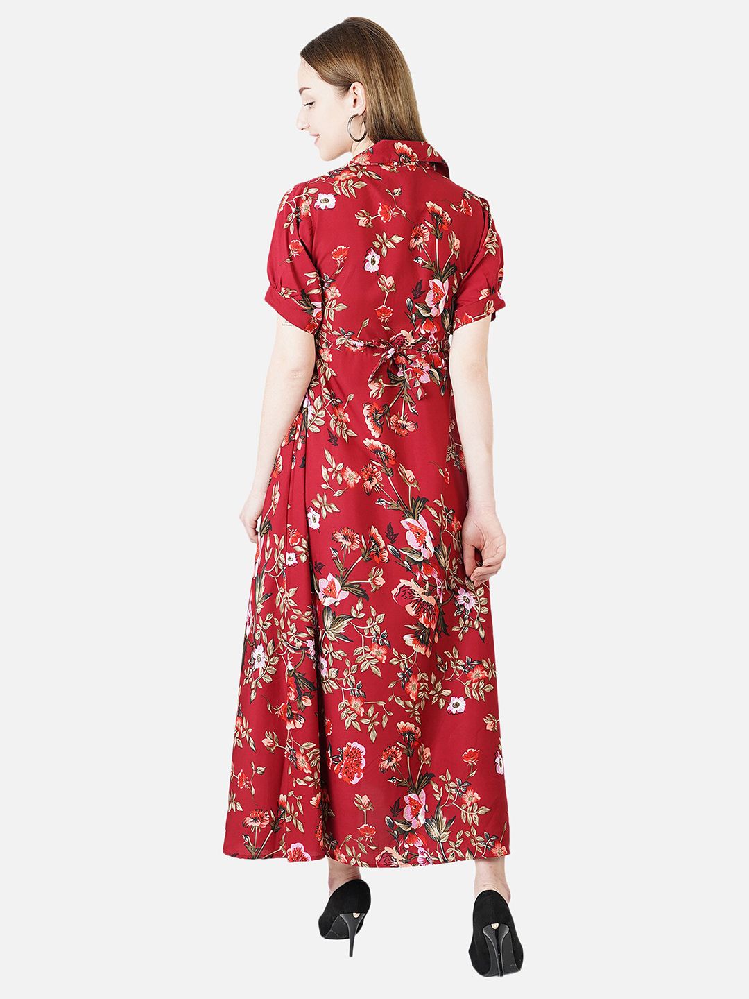 Red Floral Maxi Dress — view 10