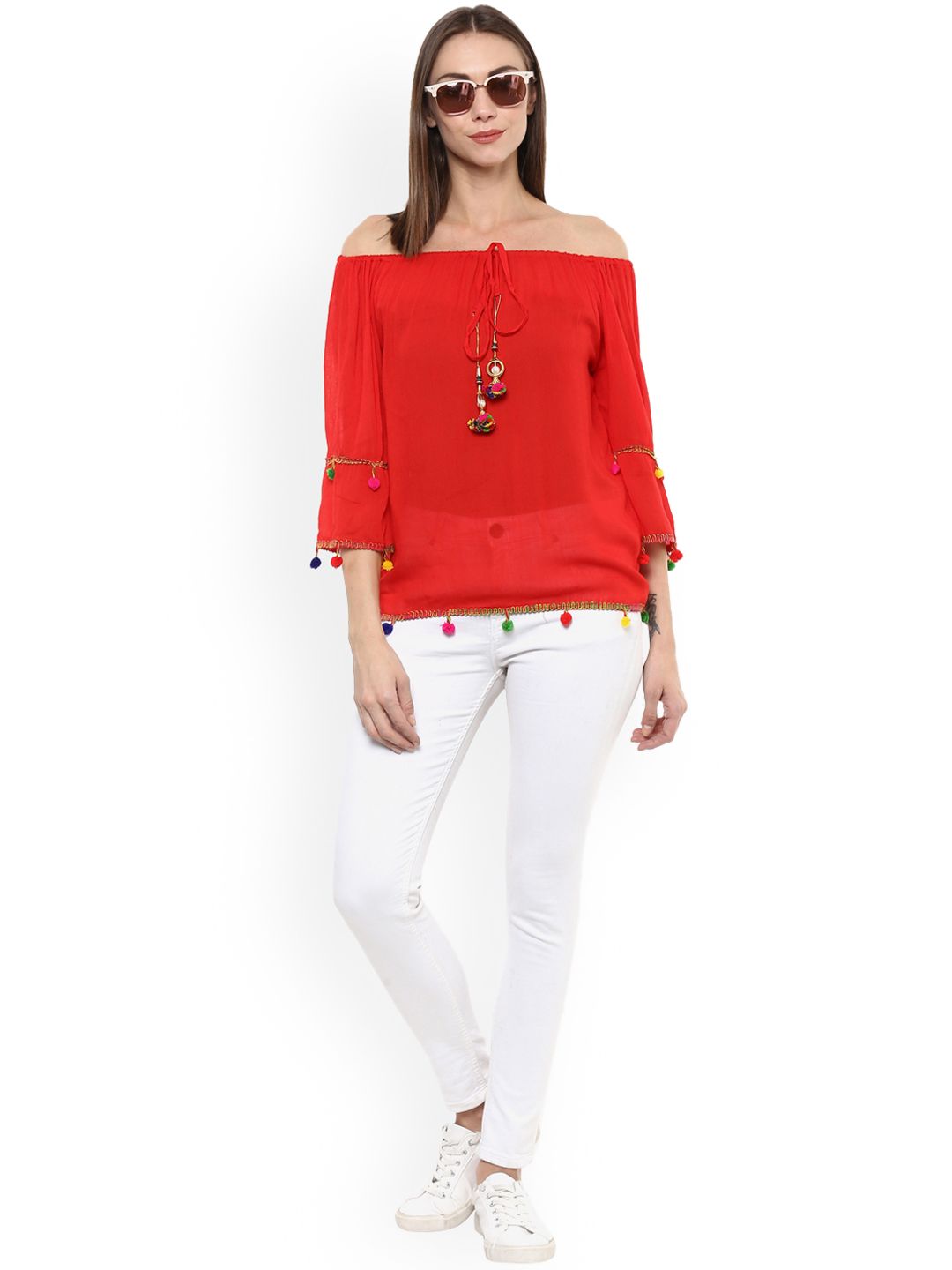 Red Pom Pom Top — view 5