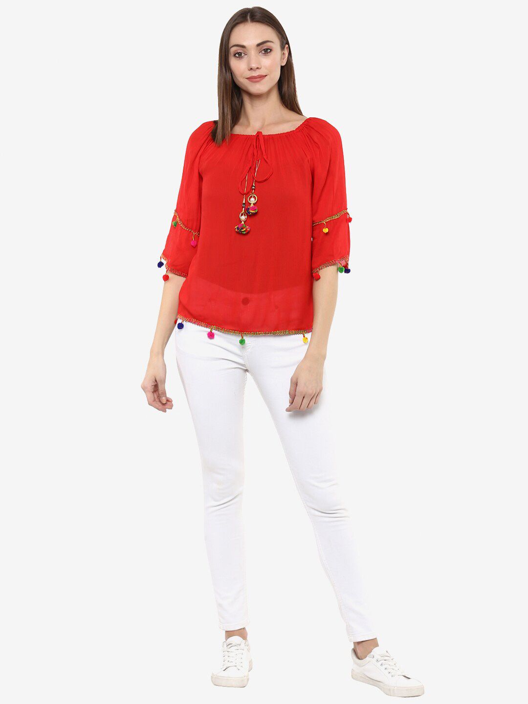 Red Pom Pom Top — view 8