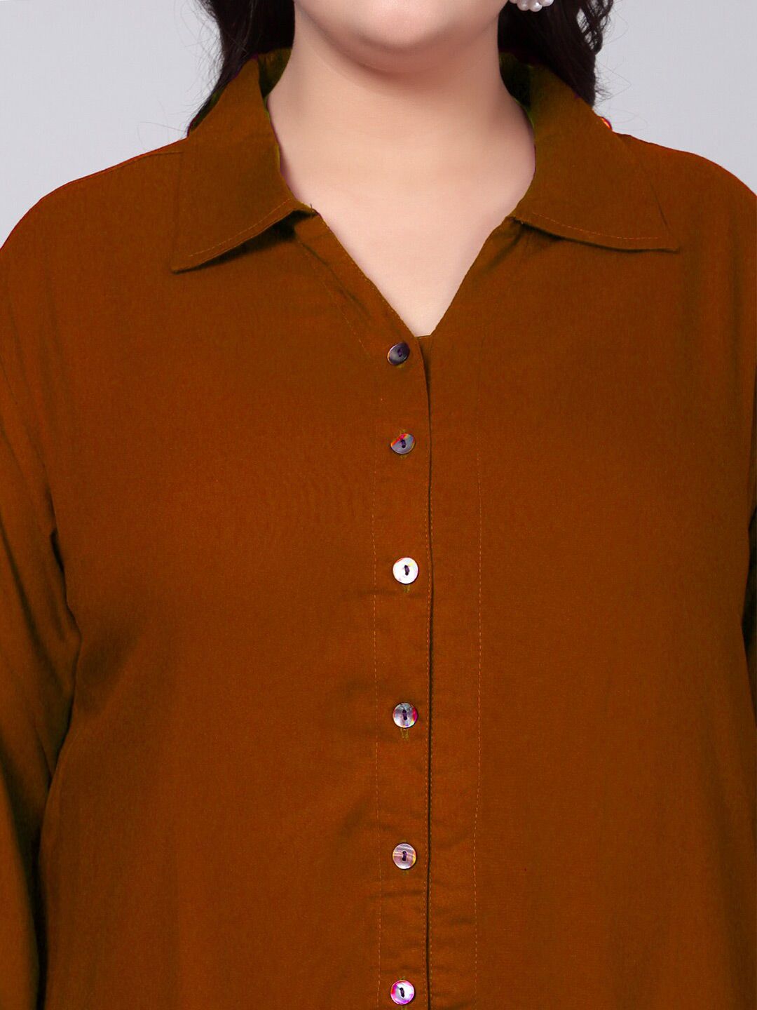 Rust Orange Longline Plus Size Shirt — view 2