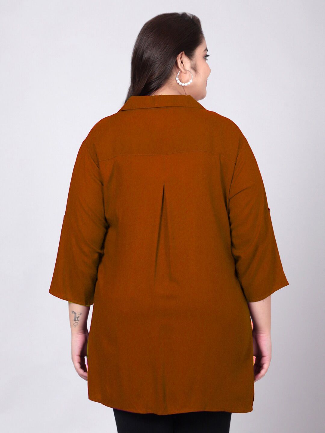 Rust Orange Longline Plus Size Shirt — view 5