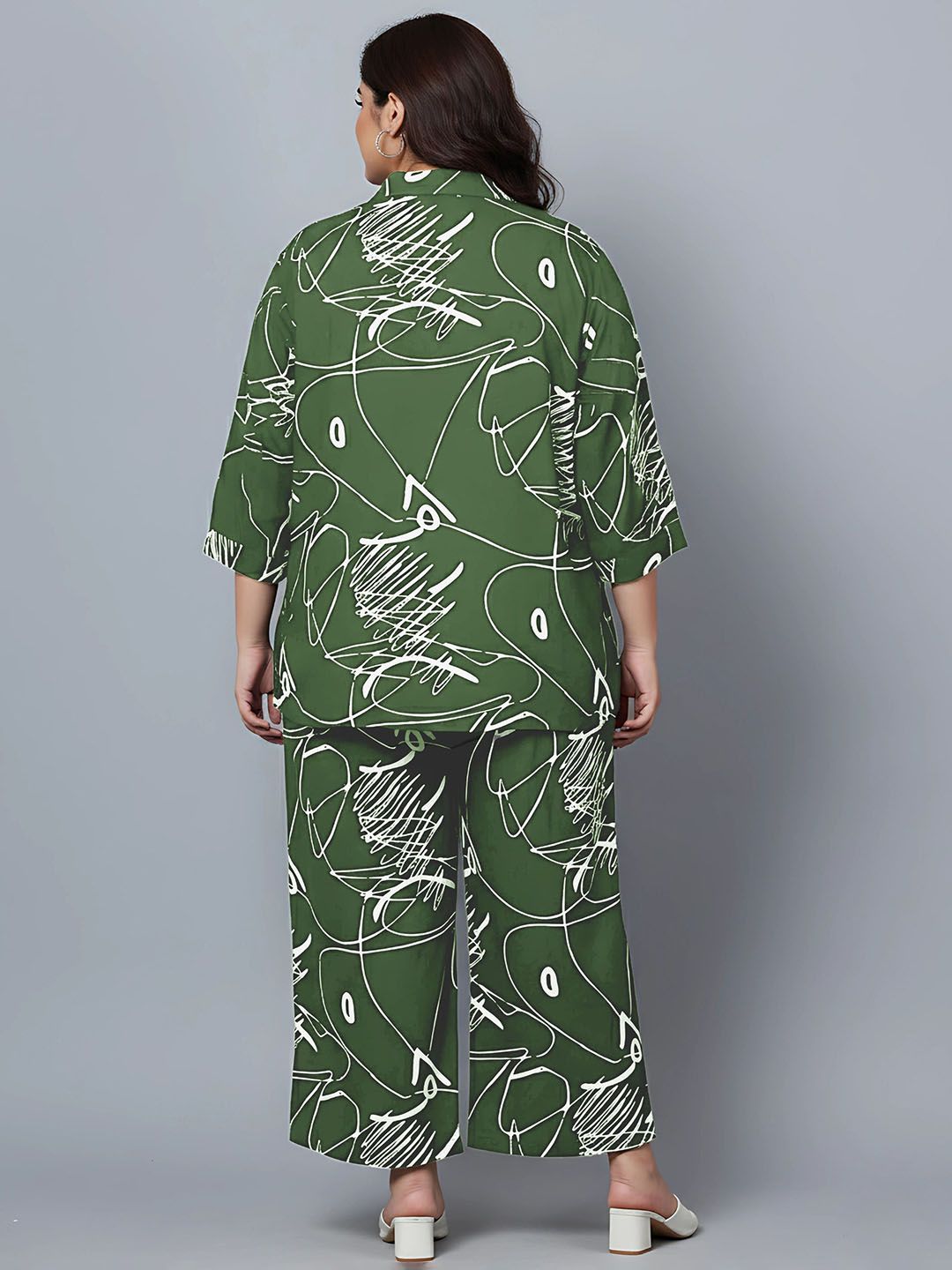 Green Scribble Print Plus Size Co-Ord Set — view 5