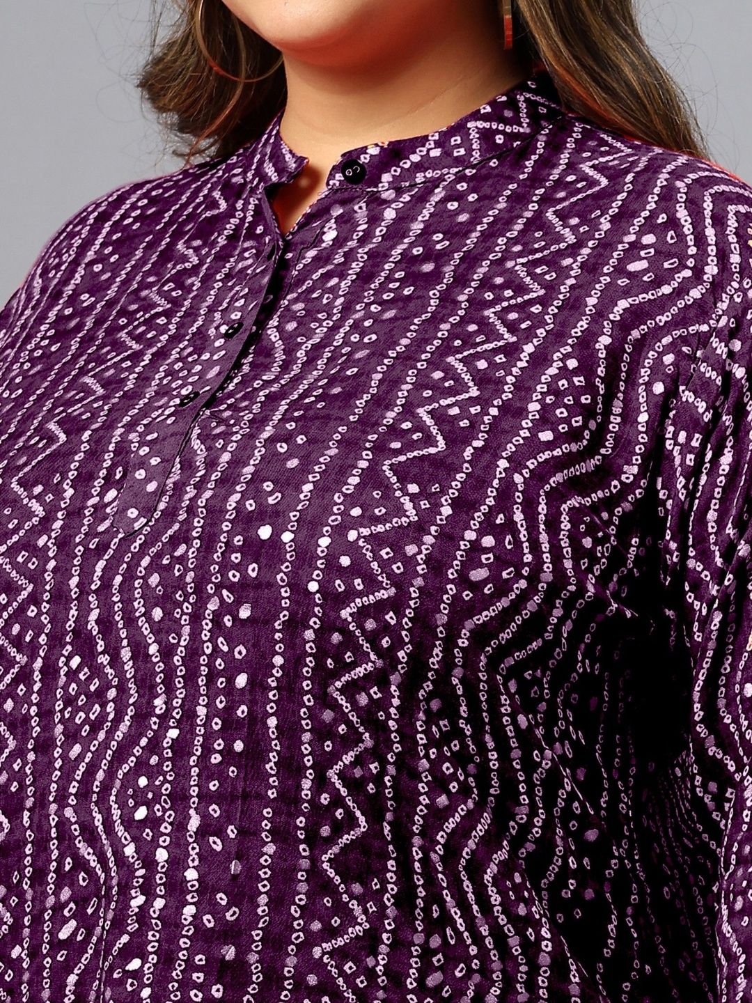 Purple Bandhani Print Tunic — view 7