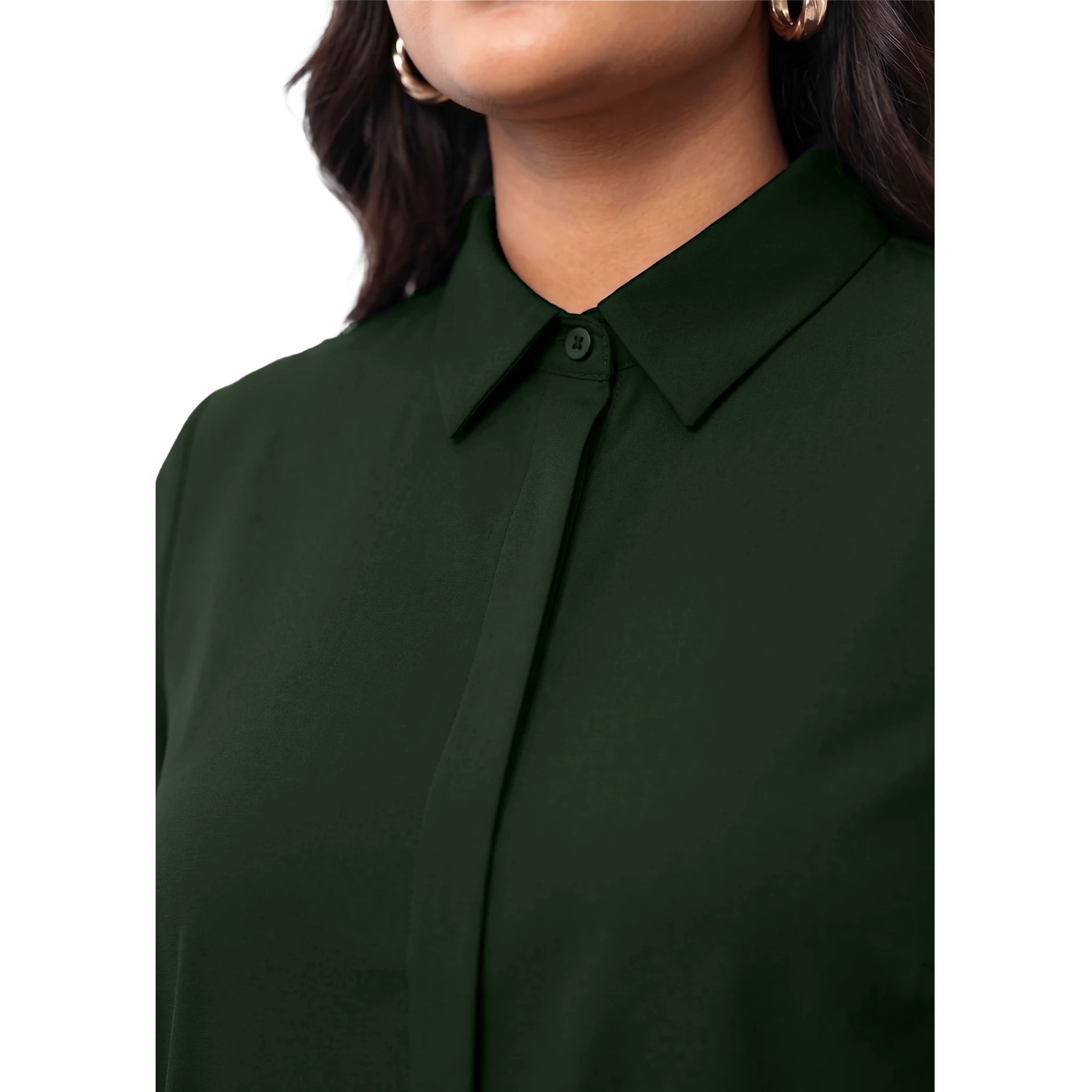 Green Rayon Concealed Plus Size Tunic