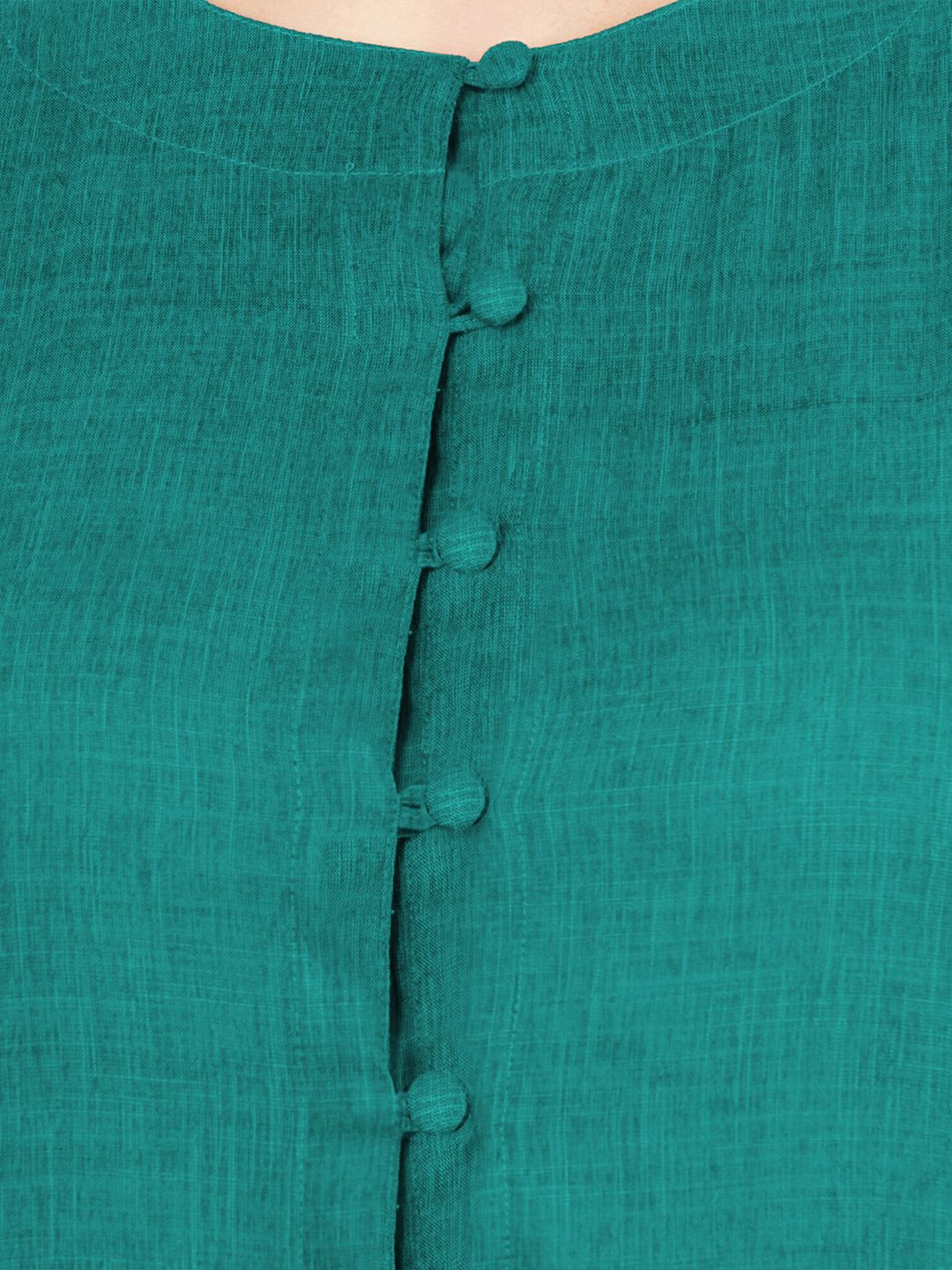 Turquoise Cotton Linen Plus Size Tunic — view 2