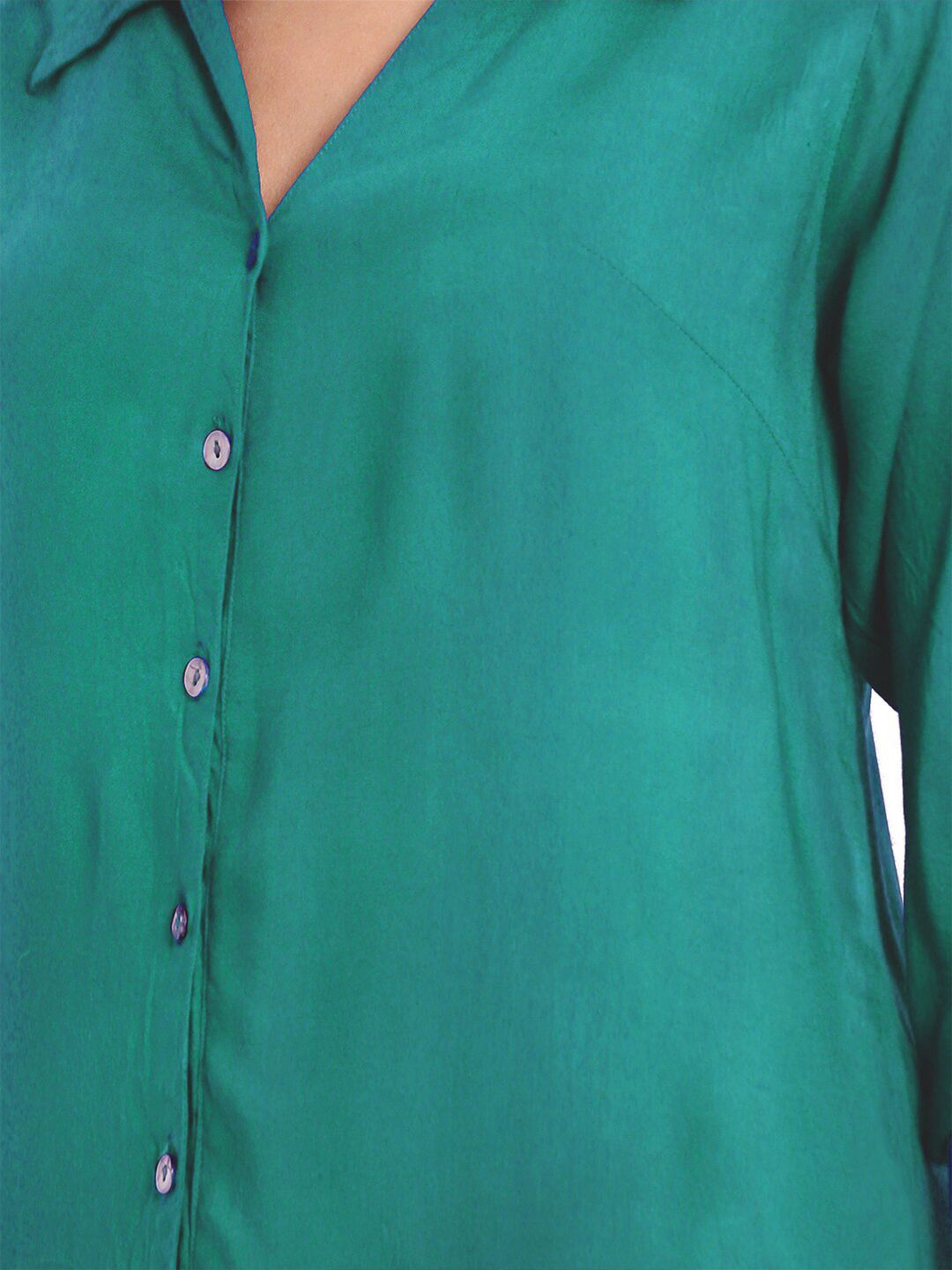 Turquoise Longline Plus Size Shirt — view 9