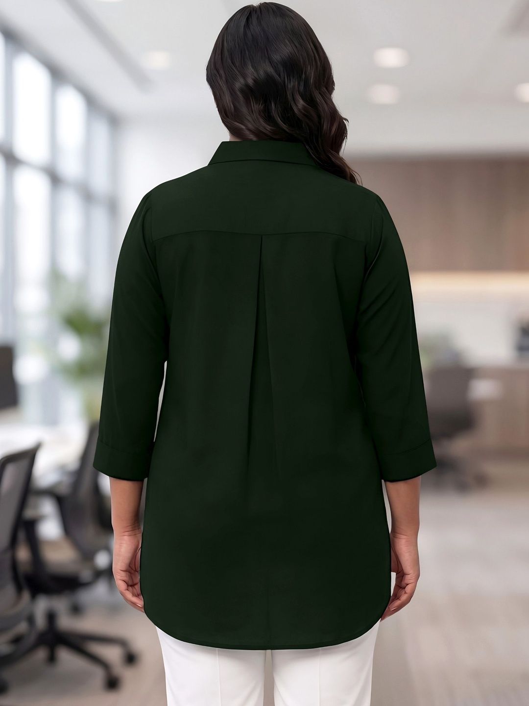 Green Rayon Concealed Plus Size Tunic — view 2