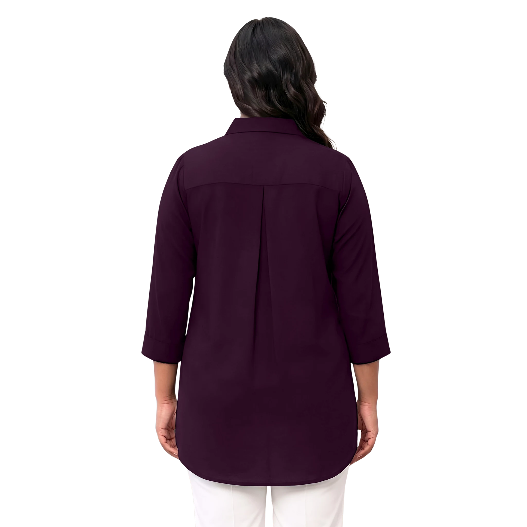 Burgundy Rayon Concealed Plus Size Tunic