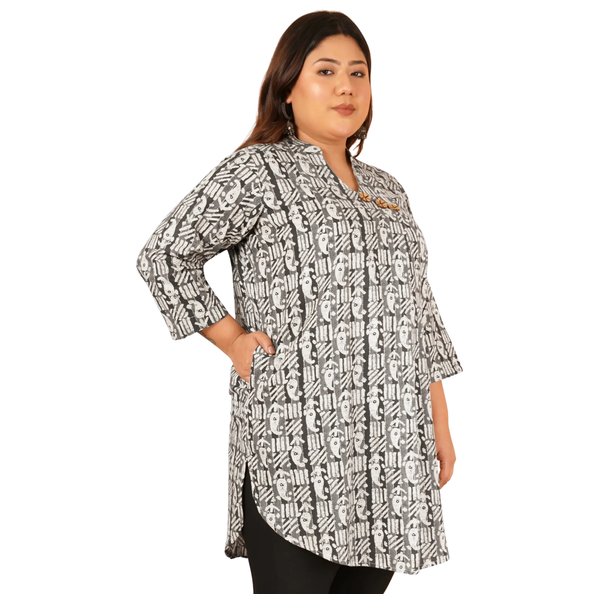 Black Paisley Print Long Tunic
