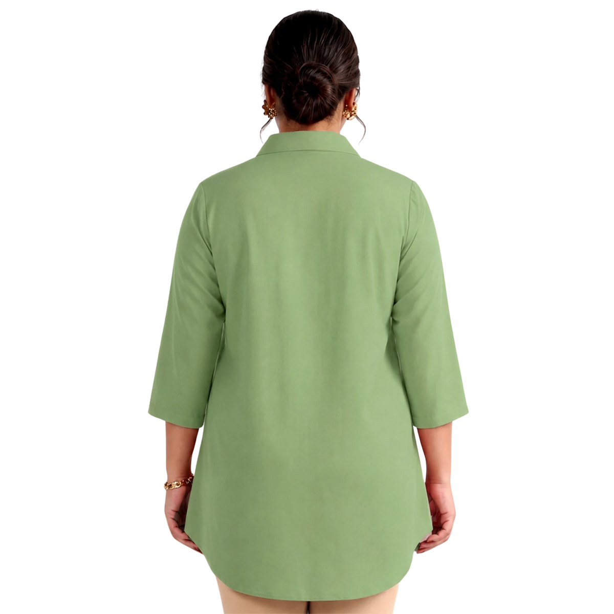 Green Rayon Centrepleat Longline Tunic