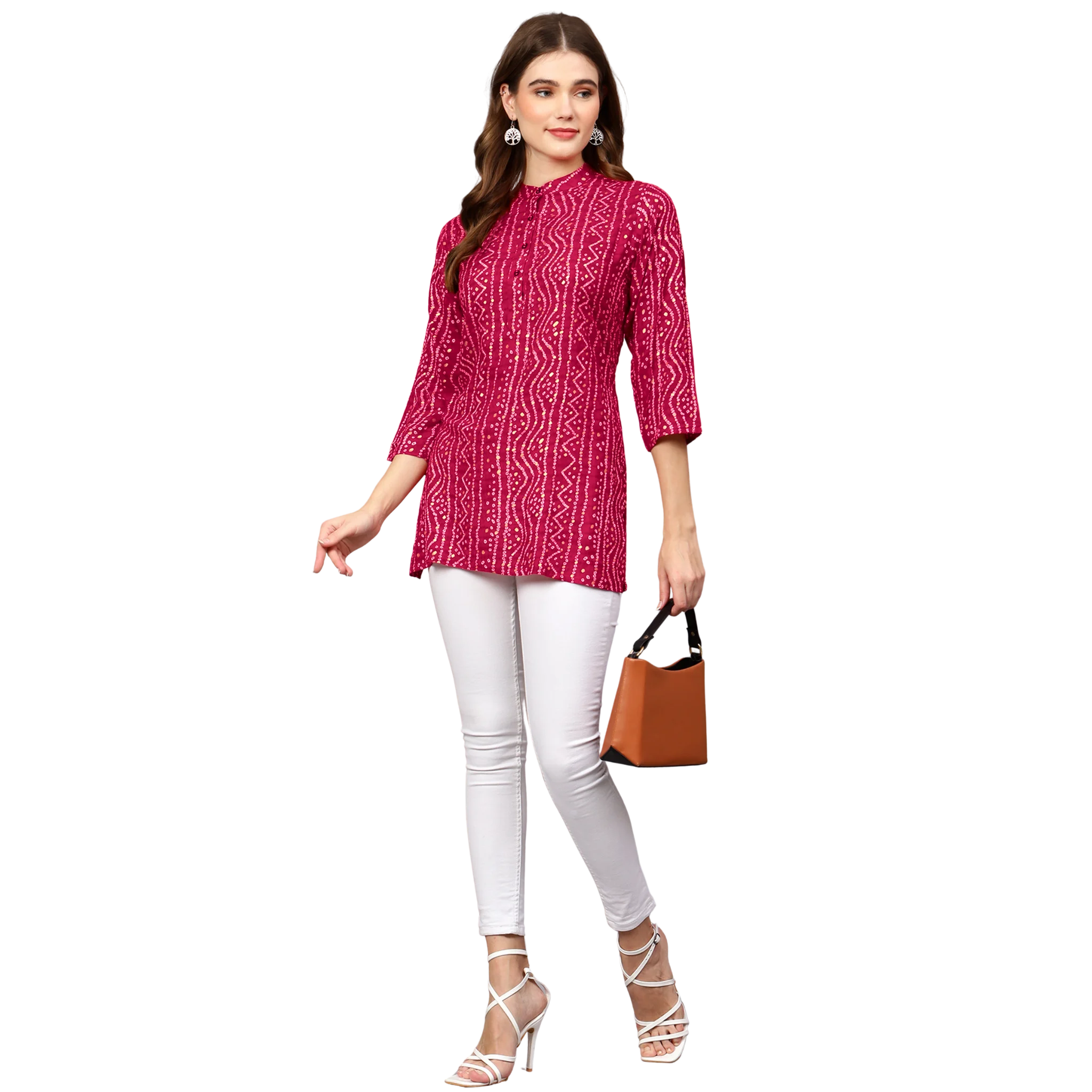 Pink Bandhani Print Tunic