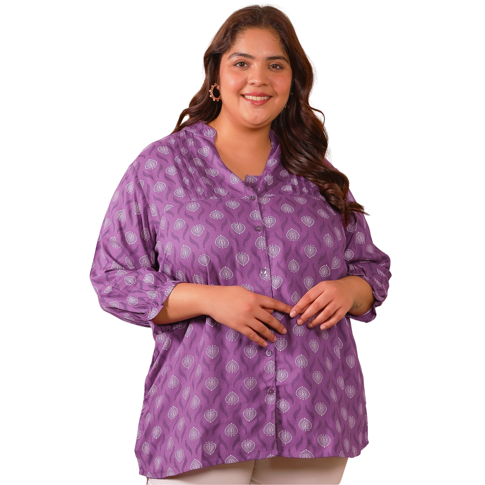 Purple Geometric Print Shirt