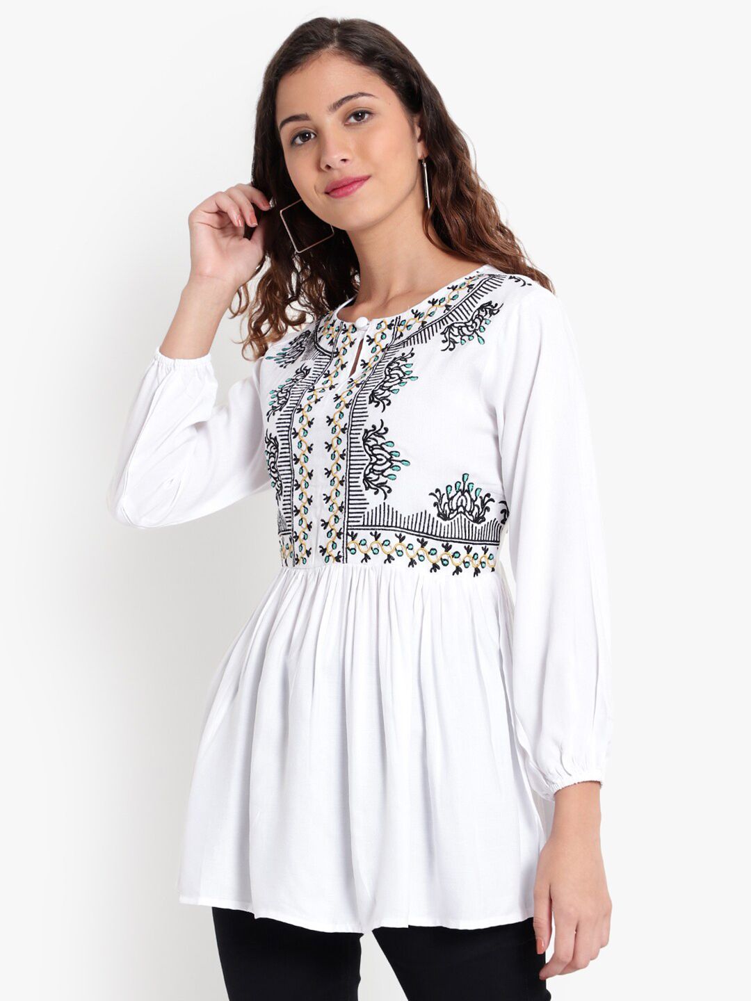 White Embroidered Tunic — view 4