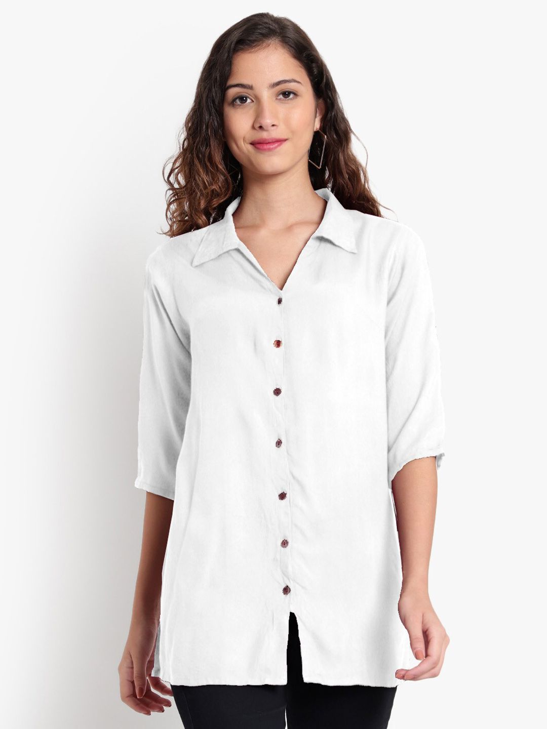 White Longline Plus Size Shirt — view 1