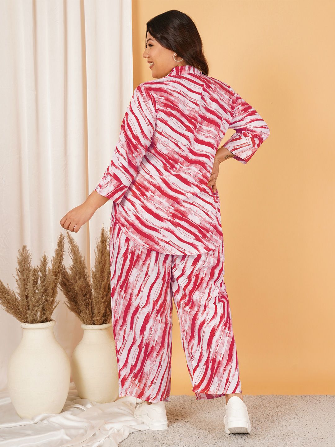 Red Leheriya Print Plus Size Co-Ord Set — view 6