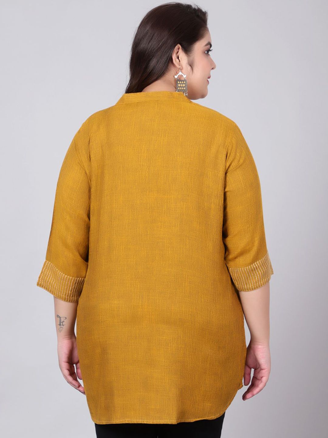 Mustard Embroidered Plus Size Tunic — view 5