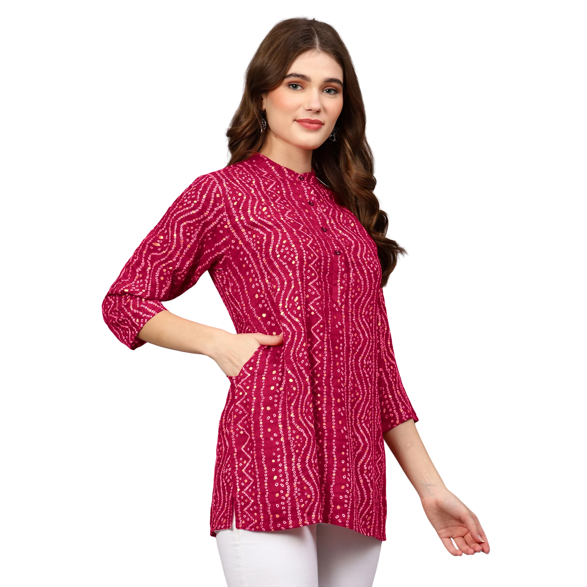 Pink Bandhani Print Tunic