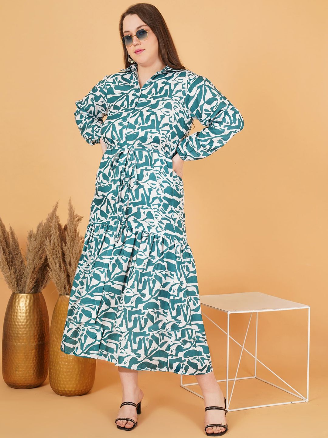 Green Abstract Print Maxi Dress — view 1