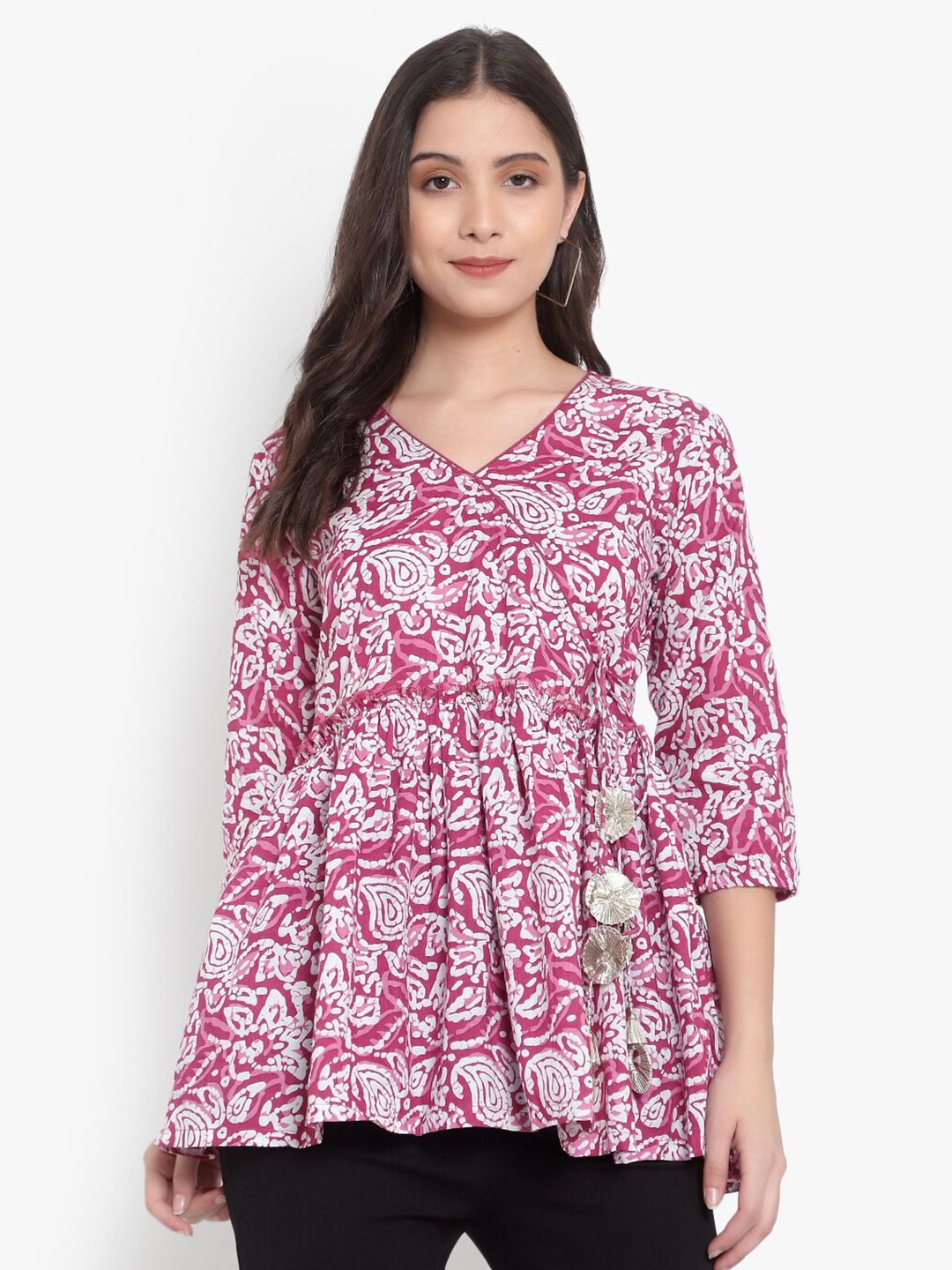 Pink Hand Block Print Tunic — view 8