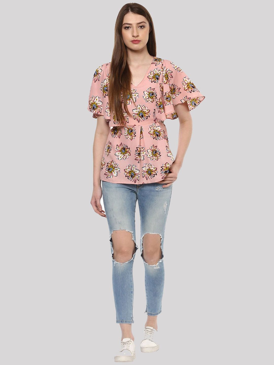 Pink Floral Print Top — view 5
