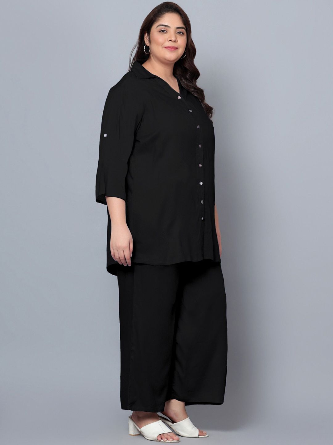 Black Solid Plus Size Co-Ord Set — view 3